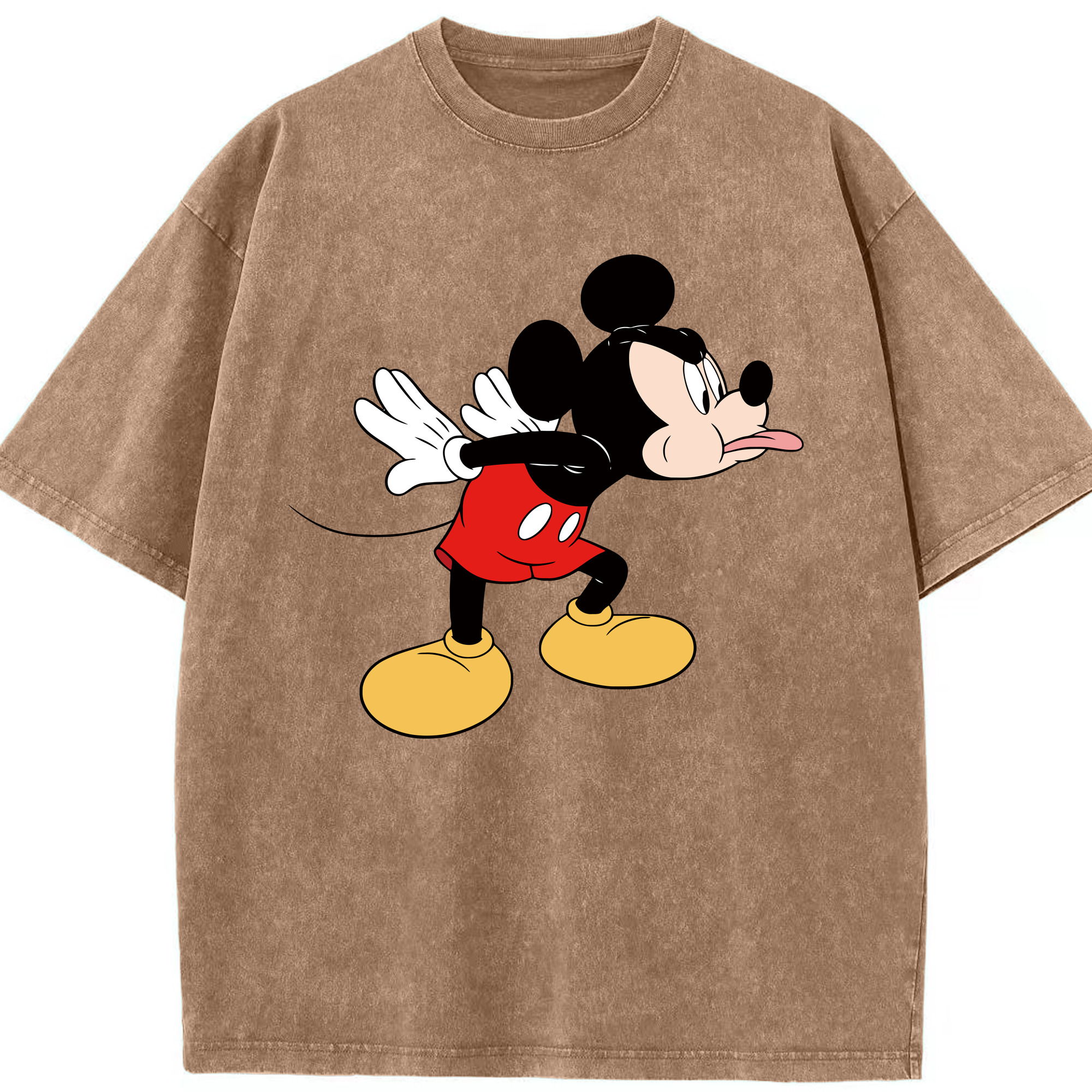 （画像用） ミッキーマウス Mickey Mouse 綿100% ヴィンテージ風 半袖Tシャツ（フロントプリント）