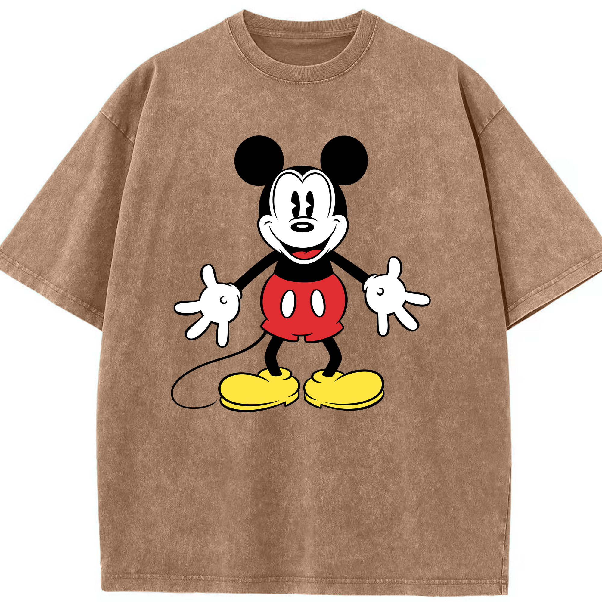 （画像用） ミッキーマウス Mickey Mouse 綿100% ヴィンテージ風 半袖Tシャツ（フロントプリント）