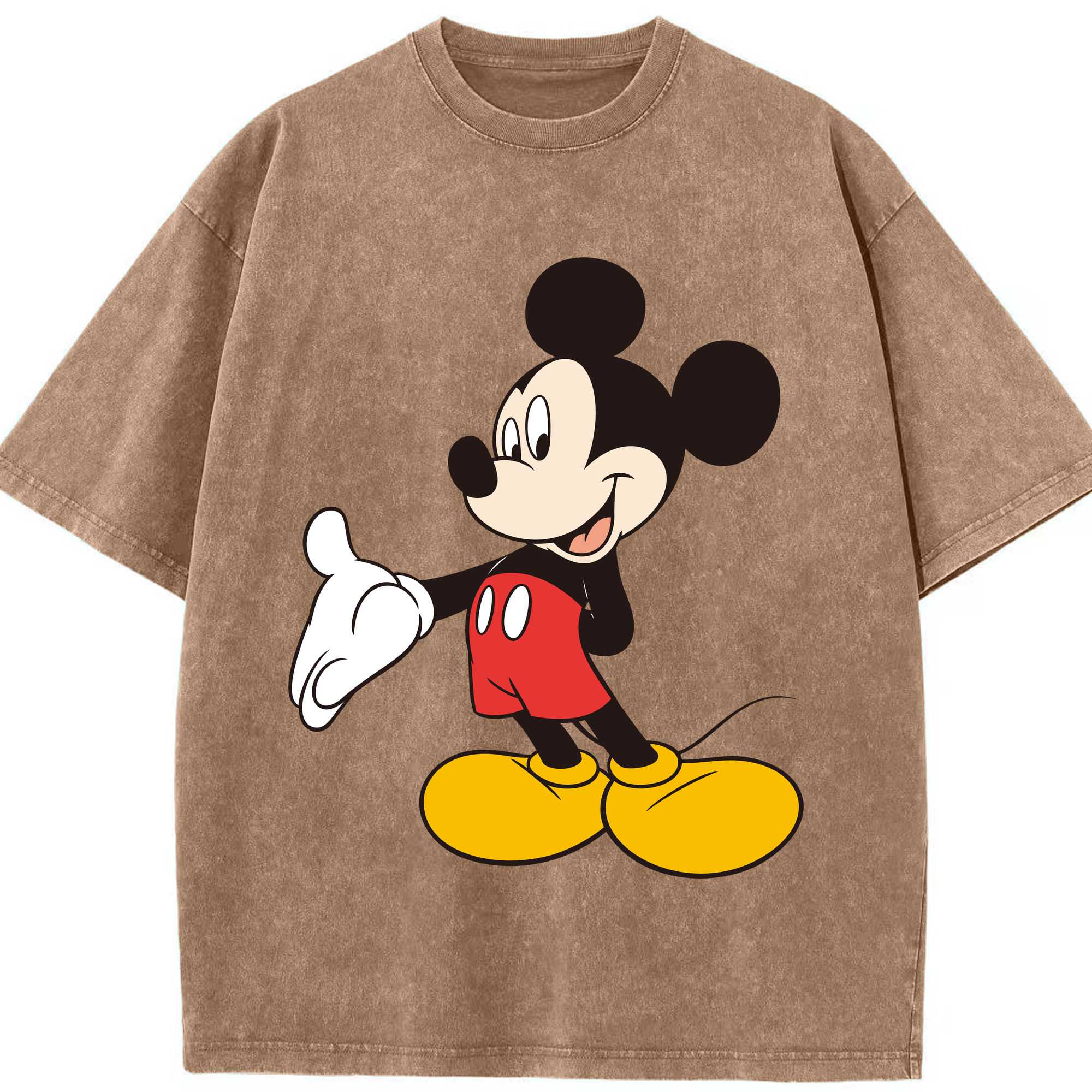 （画像用） ミッキーマウス Mickey Mouse 綿100% ヴィンテージ風 半袖Tシャツ（フロントプリント）