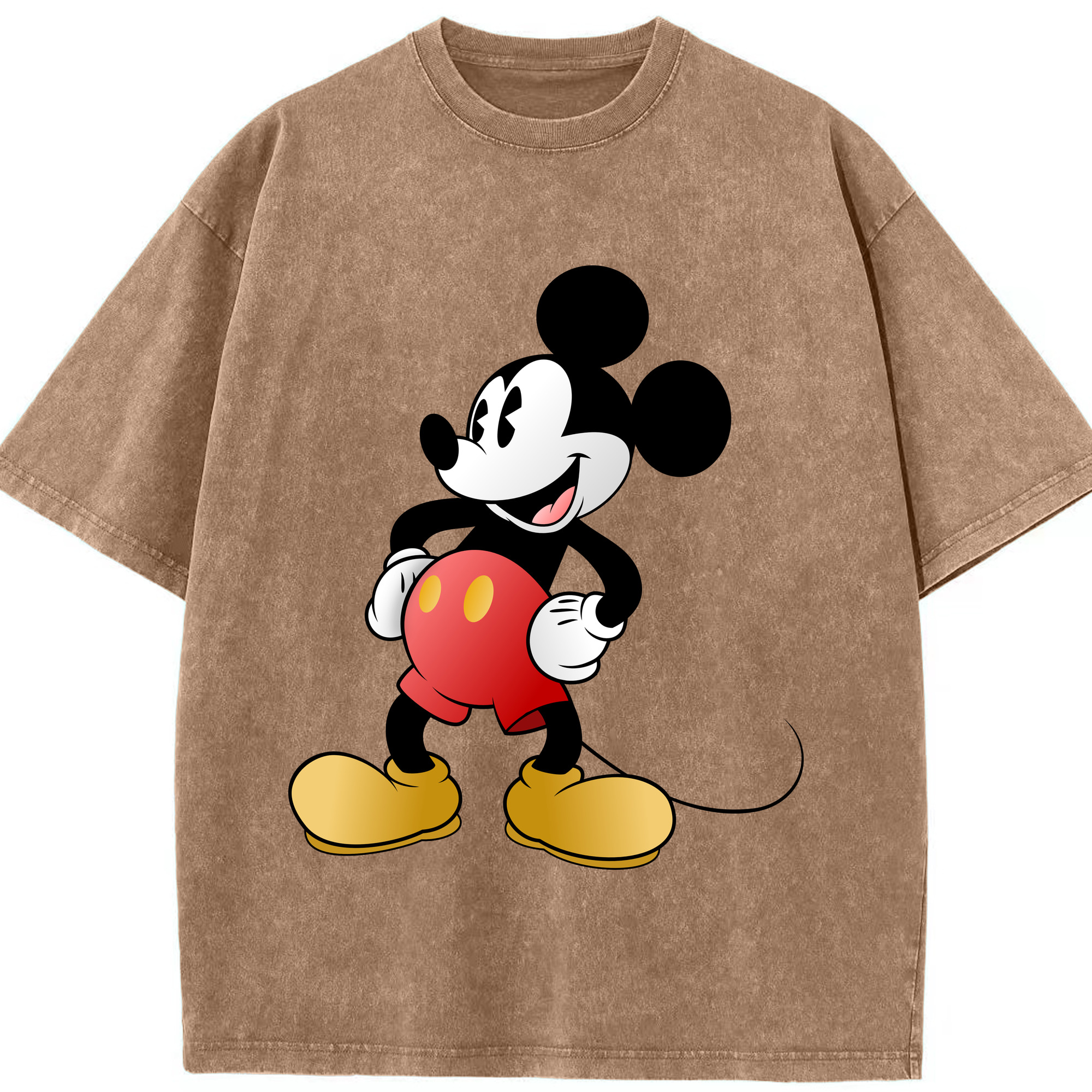 （画像用） ミッキーマウス Mickey Mouse 綿100% ヴィンテージ風 半袖Tシャツ（フロントプリント）