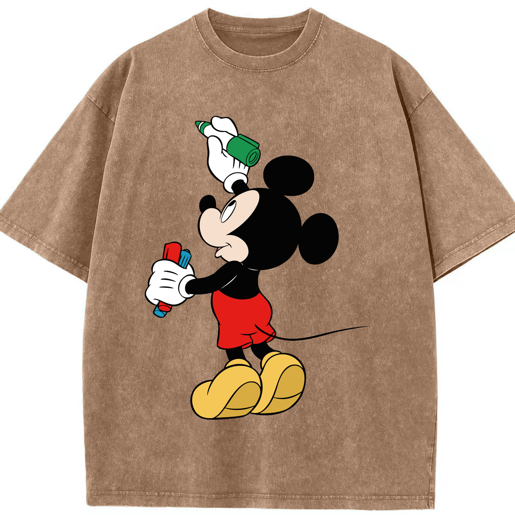 （画像用） ミッキーマウス Mickey Mouse 綿100% ヴィンテージ風 半袖Tシャツ（フロントプリント）