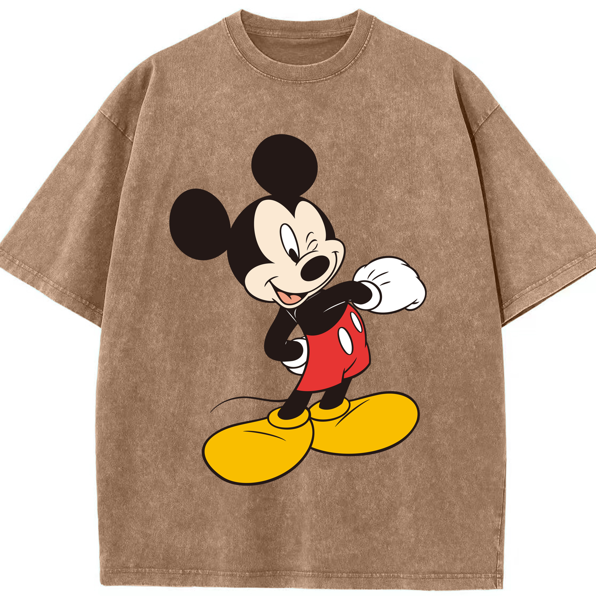 （画像用） ミッキーマウス Mickey Mouse 綿100% ヴィンテージ風 半袖Tシャツ（フロントプリント）