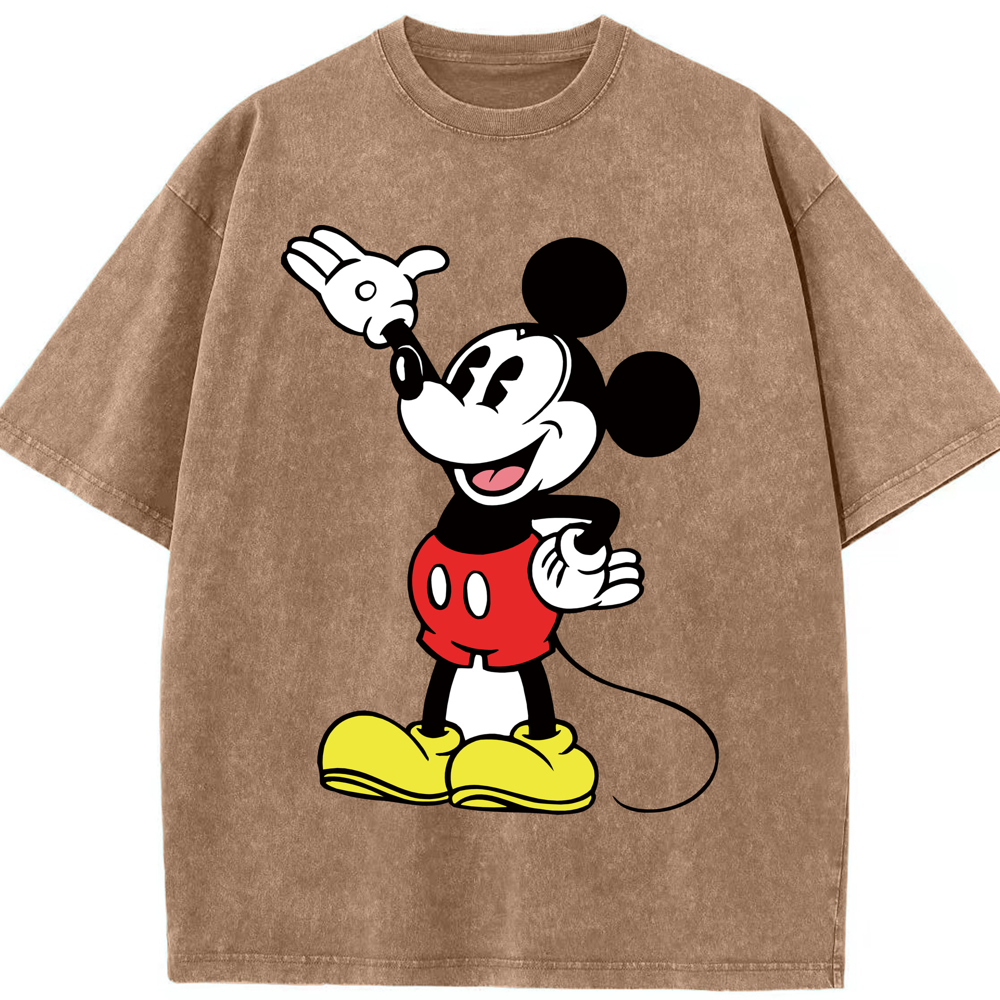 （画像用） ミッキーマウス Mickey Mouse 綿100% ヴィンテージ風 半袖Tシャツ（フロントプリント）