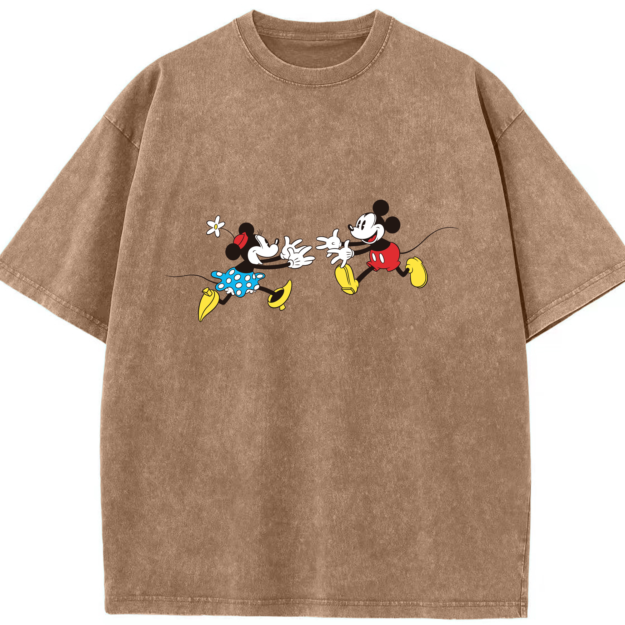 （画像用） ミッキーマウス Mickey Mouse 綿100% ヴィンテージ風 半袖Tシャツ（フロントプリント）