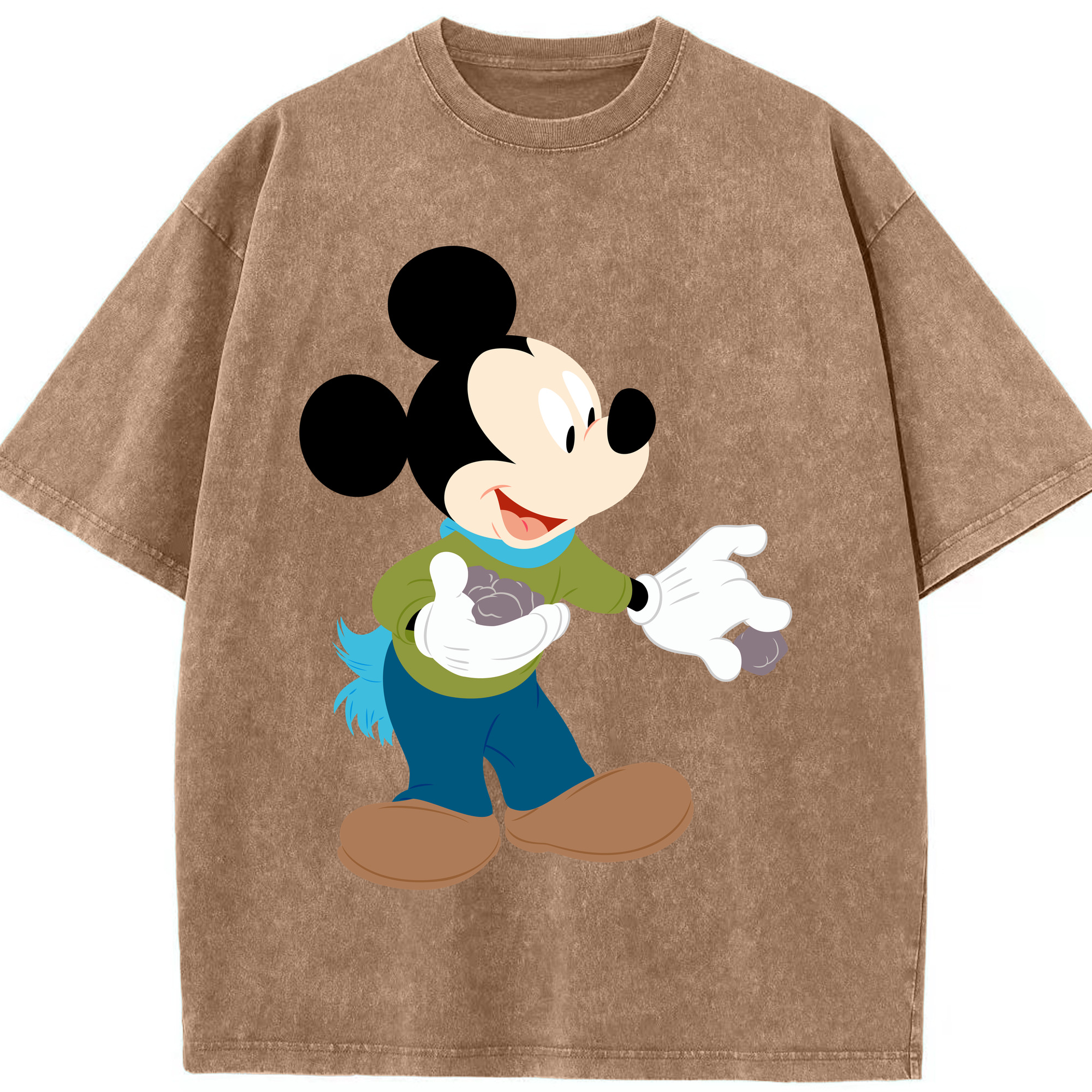 （画像用） ミッキーマウス Mickey Mouse 綿100% ヴィンテージ風 半袖Tシャツ（フロントプリント）