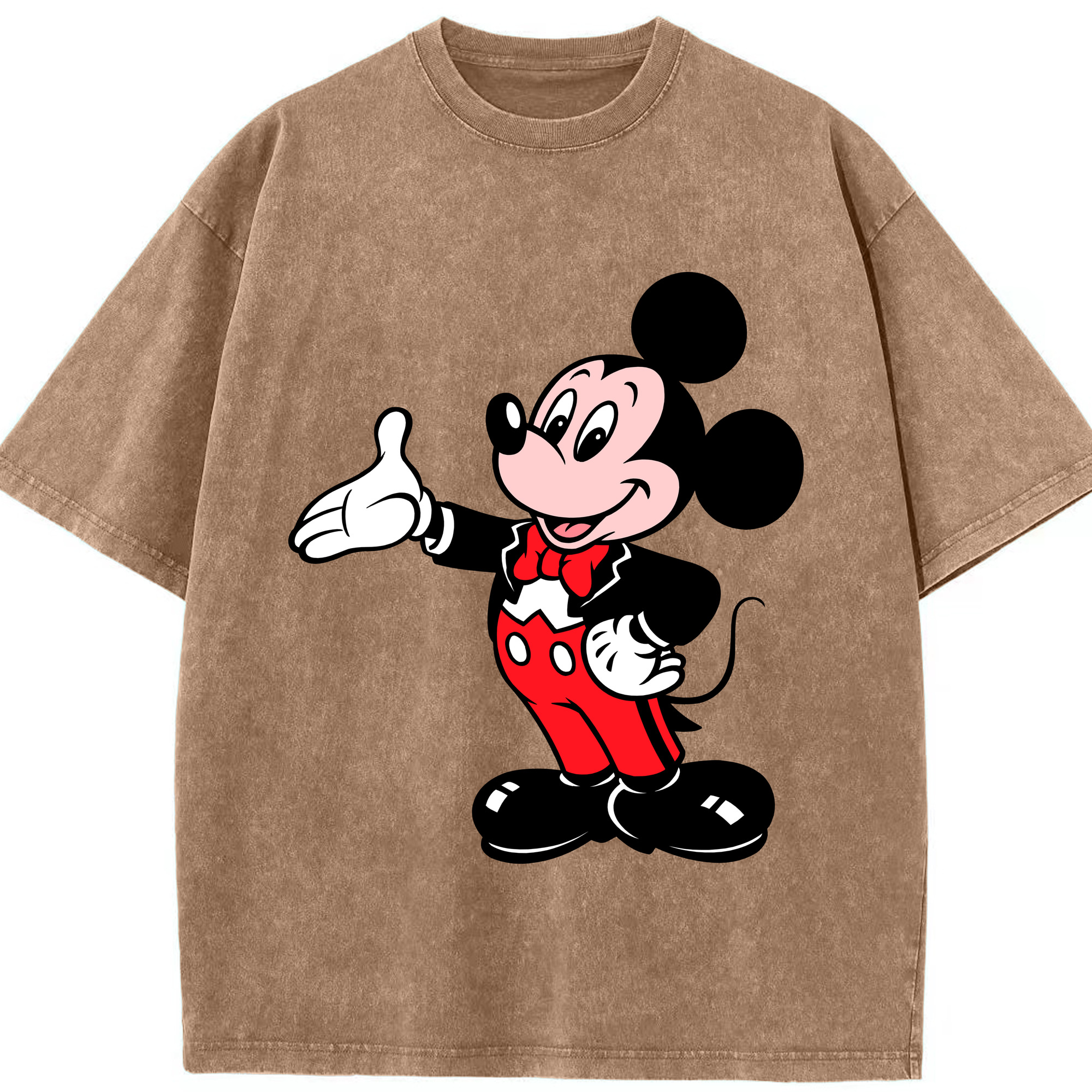 （画像用） ミッキーマウス Mickey Mouse 綿100% ヴィンテージ風 半袖Tシャツ（フロントプリント）