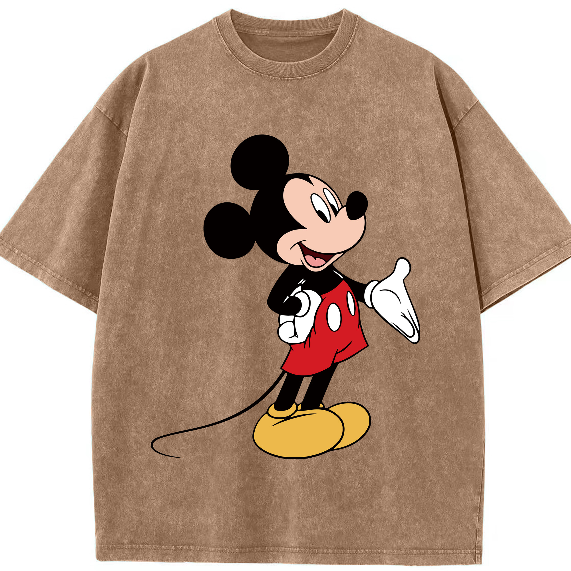 （画像用） ミッキーマウス Mickey Mouse 綿100% ヴィンテージ風 半袖Tシャツ（フロントプリント）