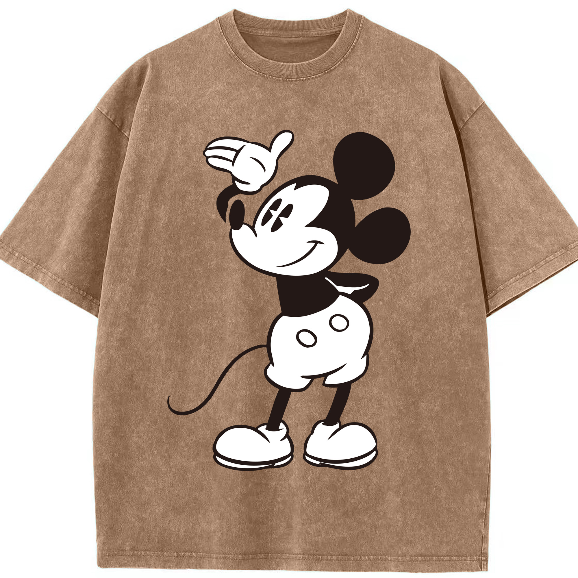 （画像用） ミッキーマウス Mickey Mouse 綿100% ヴィンテージ風 半袖Tシャツ（フロントプリント）