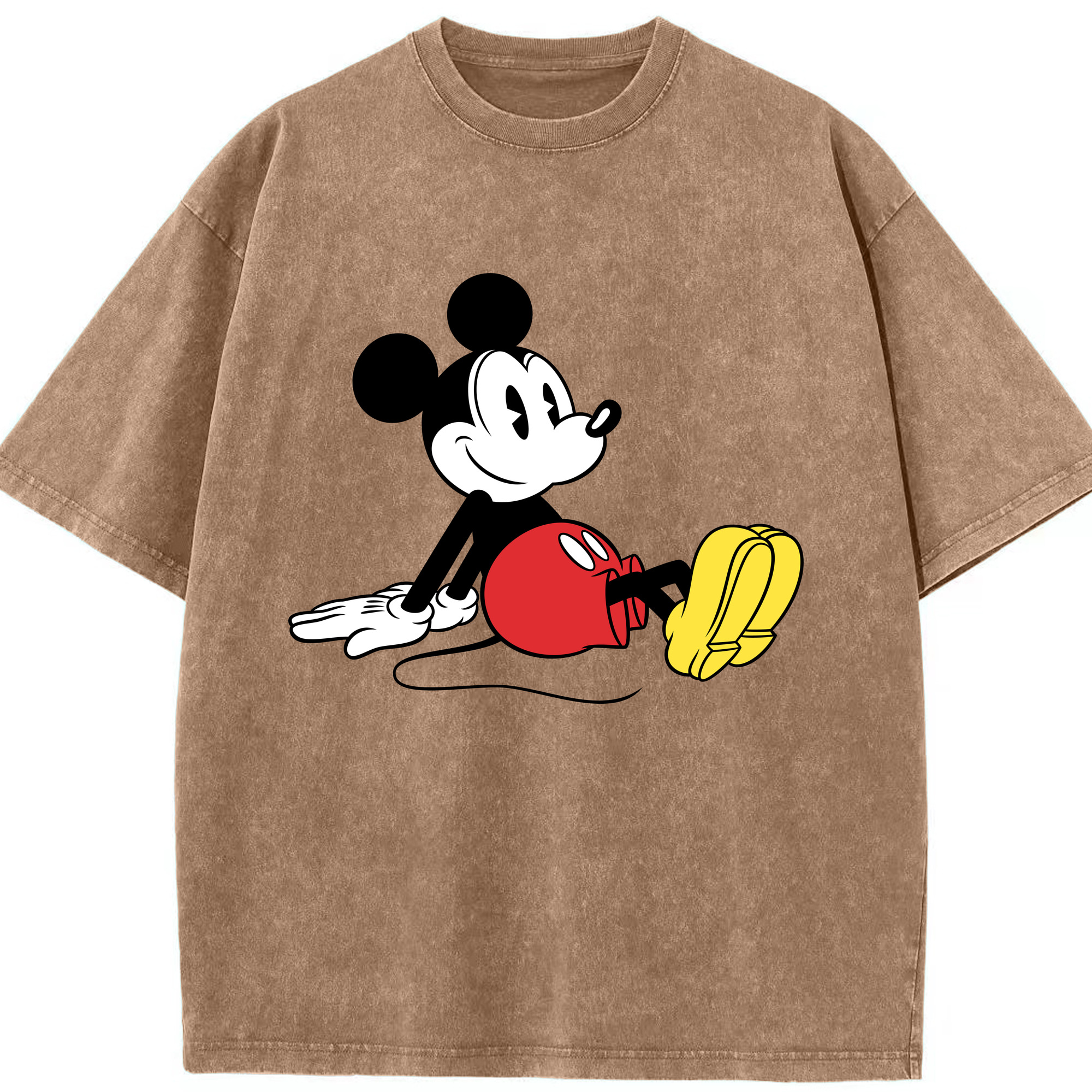（画像用） ミッキーマウス Mickey Mouse 綿100% ヴィンテージ風 半袖Tシャツ（フロントプリント）