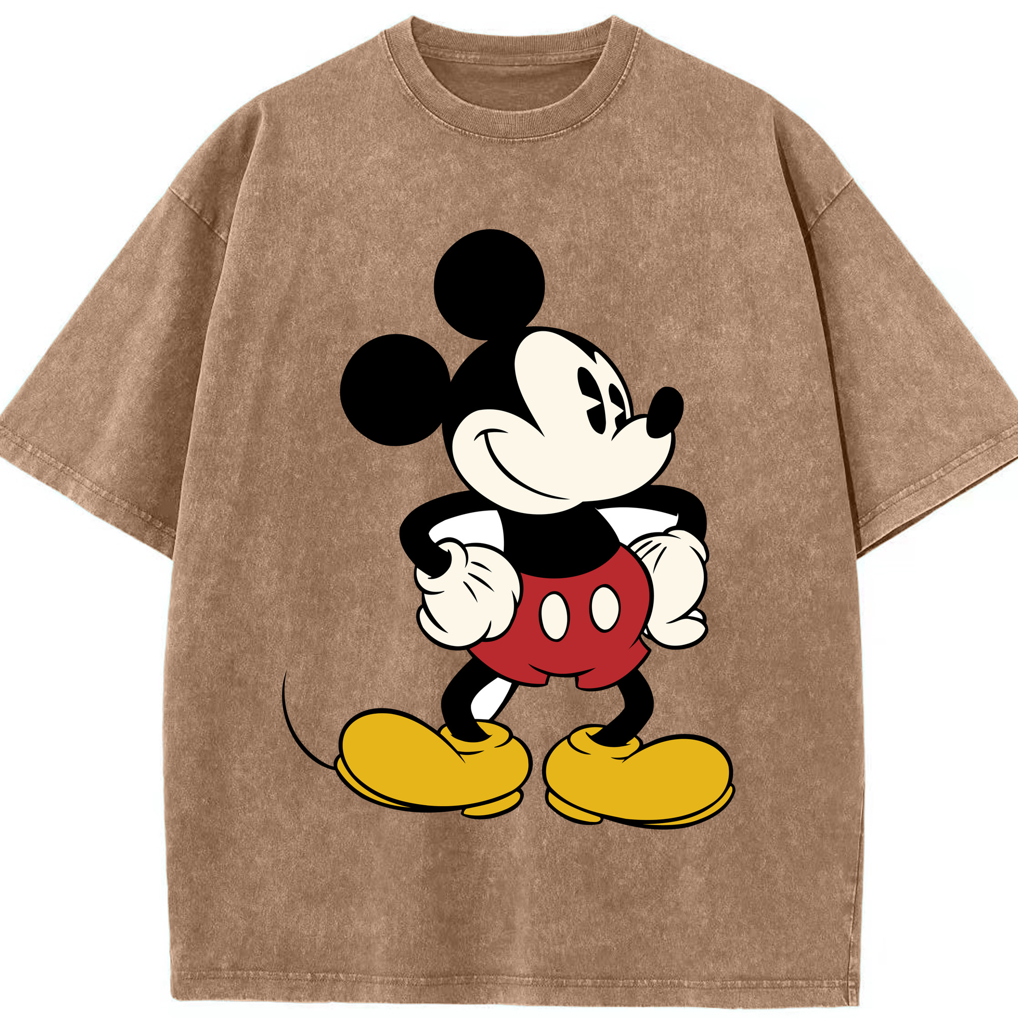 （画像用） ミッキーマウス Mickey Mouse 綿100% ヴィンテージ風 半袖Tシャツ（フロントプリント）