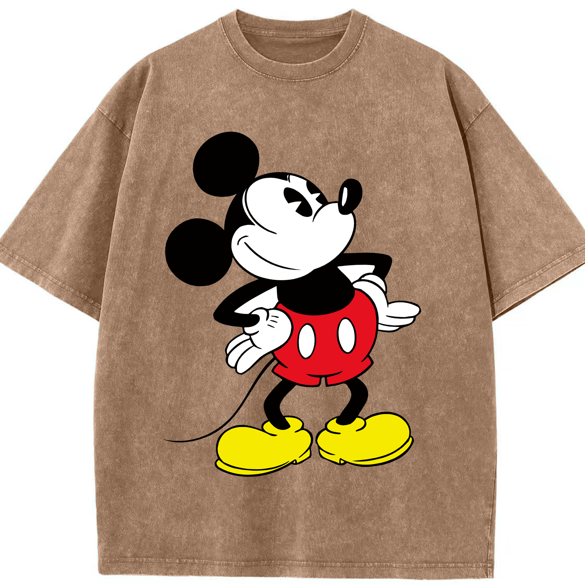 （画像用） ミッキーマウス Mickey Mouse 綿100% ヴィンテージ風 半袖Tシャツ（フロントプリント）