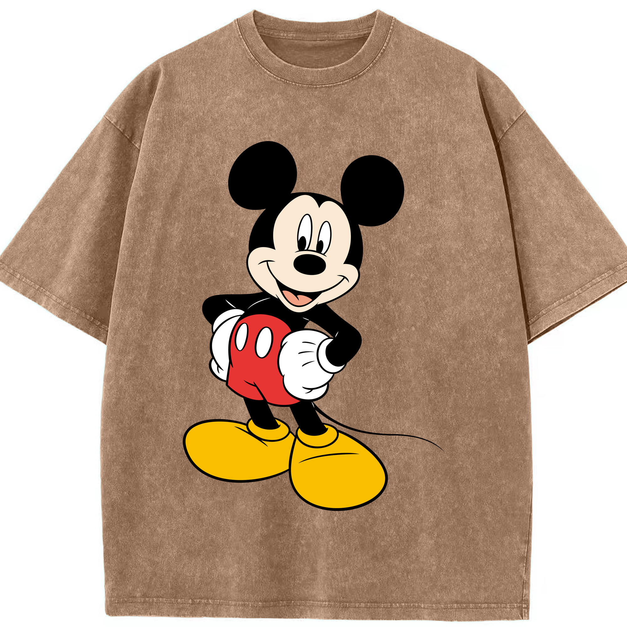（画像用） ミッキーマウス Mickey Mouse 綿100% ヴィンテージ風 半袖Tシャツ（フロントプリント）