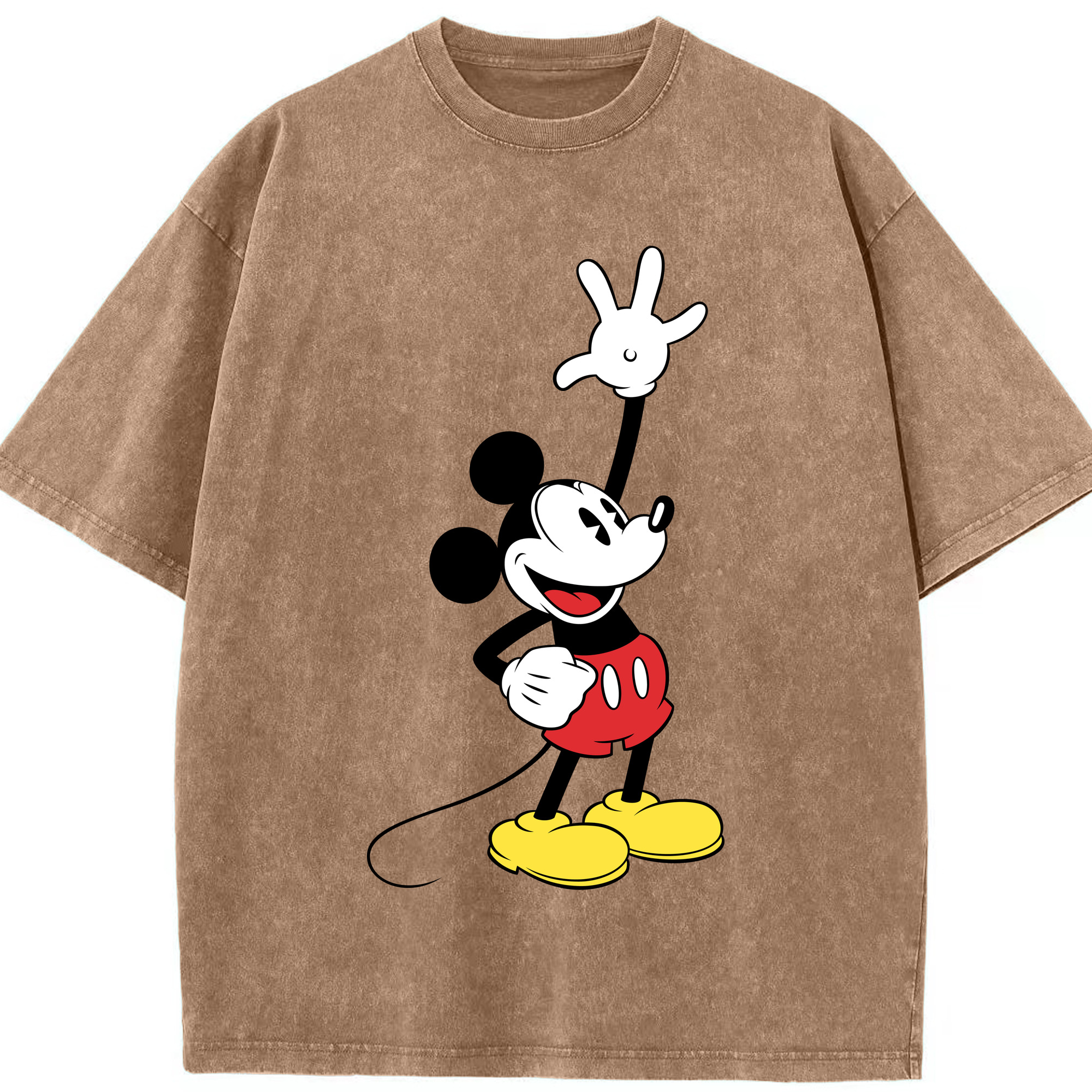 （画像用） ミッキーマウス Mickey Mouse 綿100% ヴィンテージ風 半袖Tシャツ（フロントプリント）