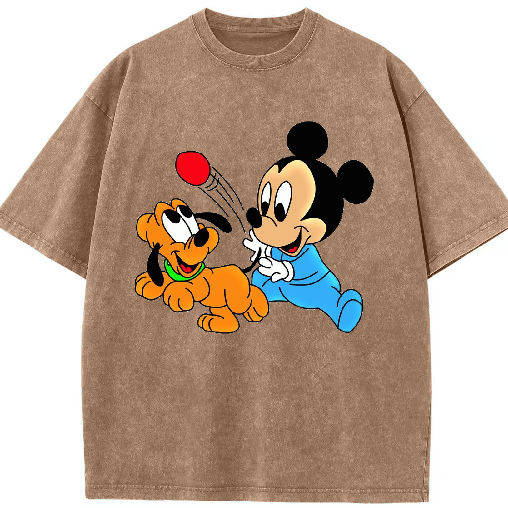 （画像用） ミッキーマウス Mickey Mouse 綿100% ヴィンテージ風 半袖Tシャツ（フロントプリント）