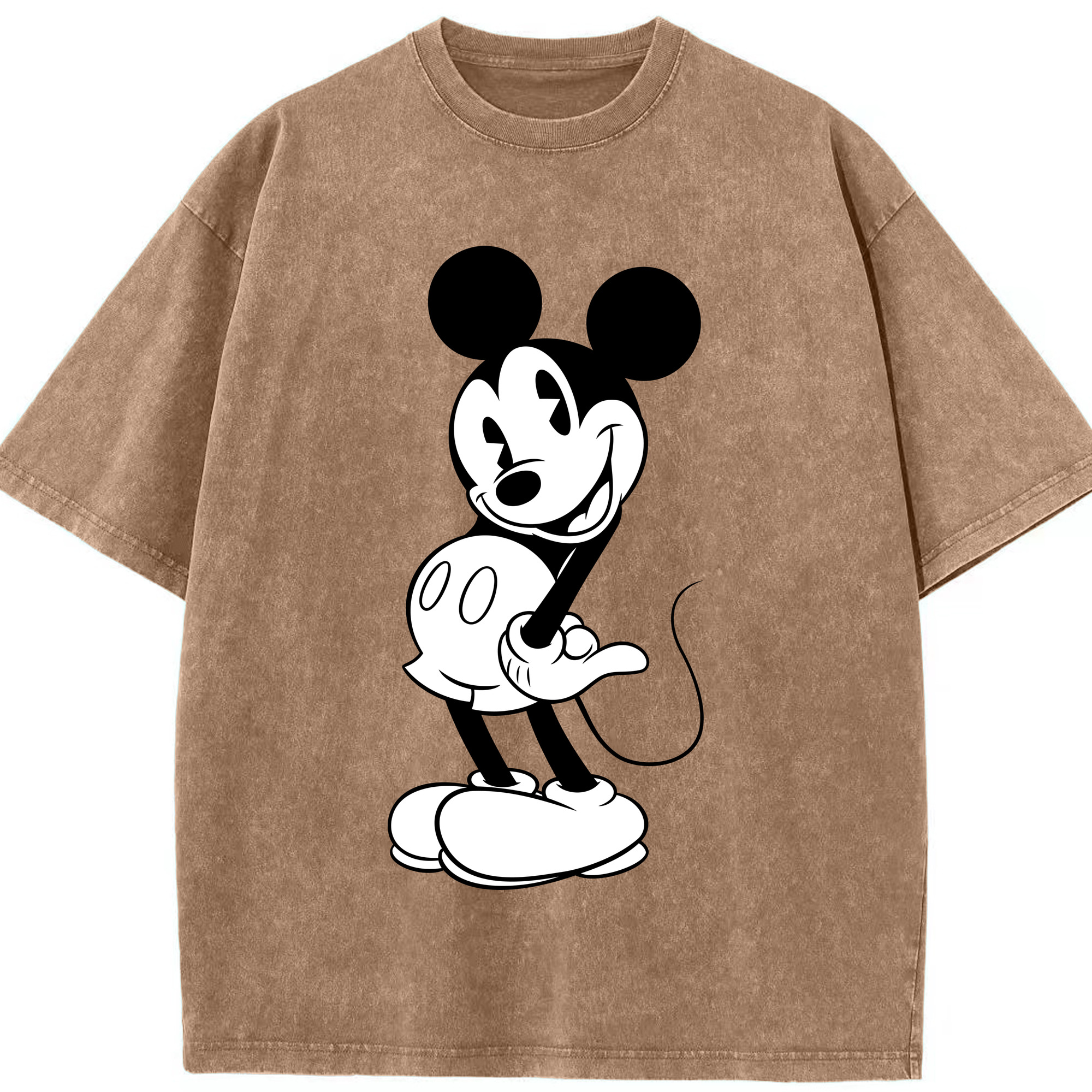 （画像用） ミッキーマウス Mickey Mouse 綿100% ヴィンテージ風 半袖Tシャツ（フロントプリント）