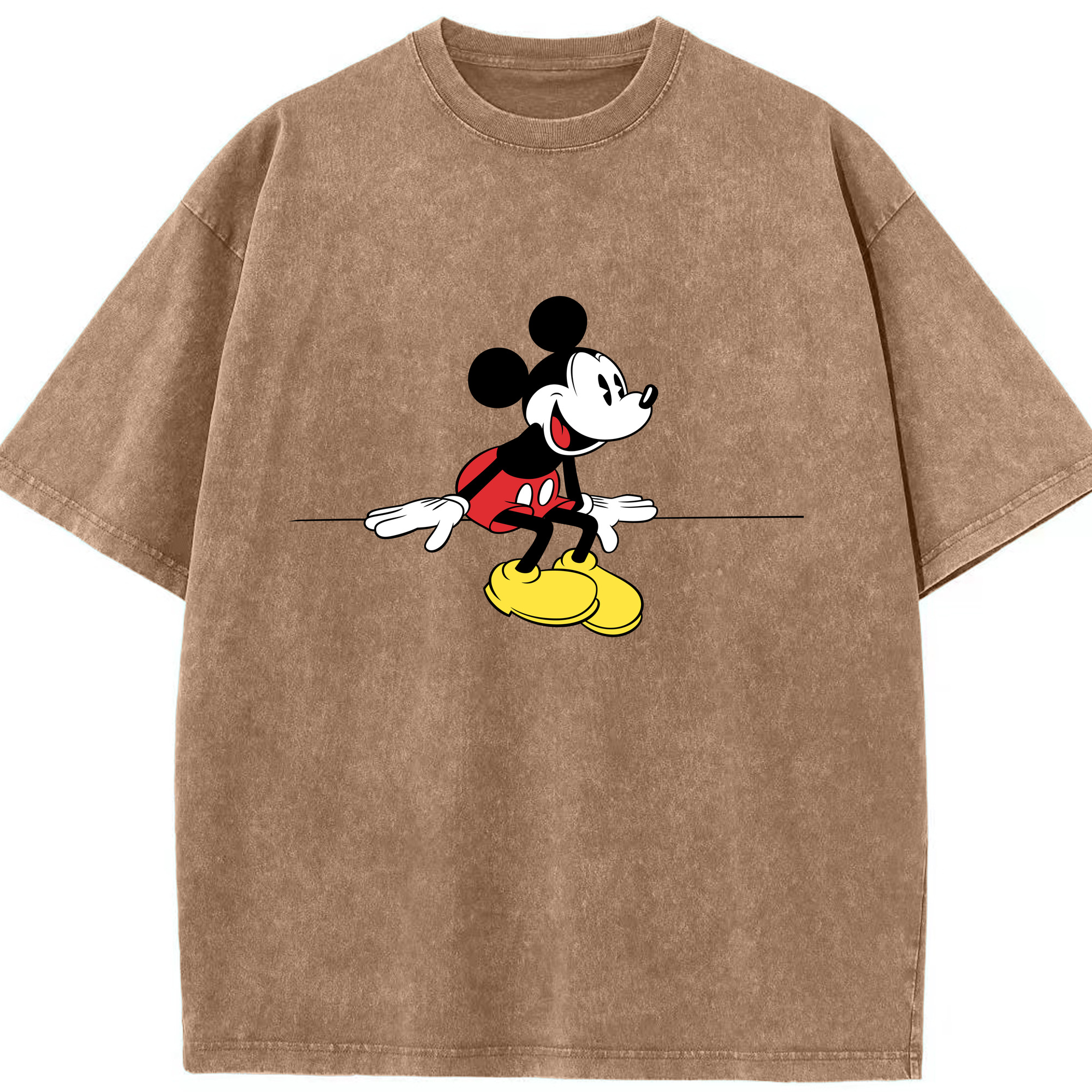 （画像用） ミッキーマウス Mickey Mouse 綿100% ヴィンテージ風 半袖Tシャツ（フロントプリント）