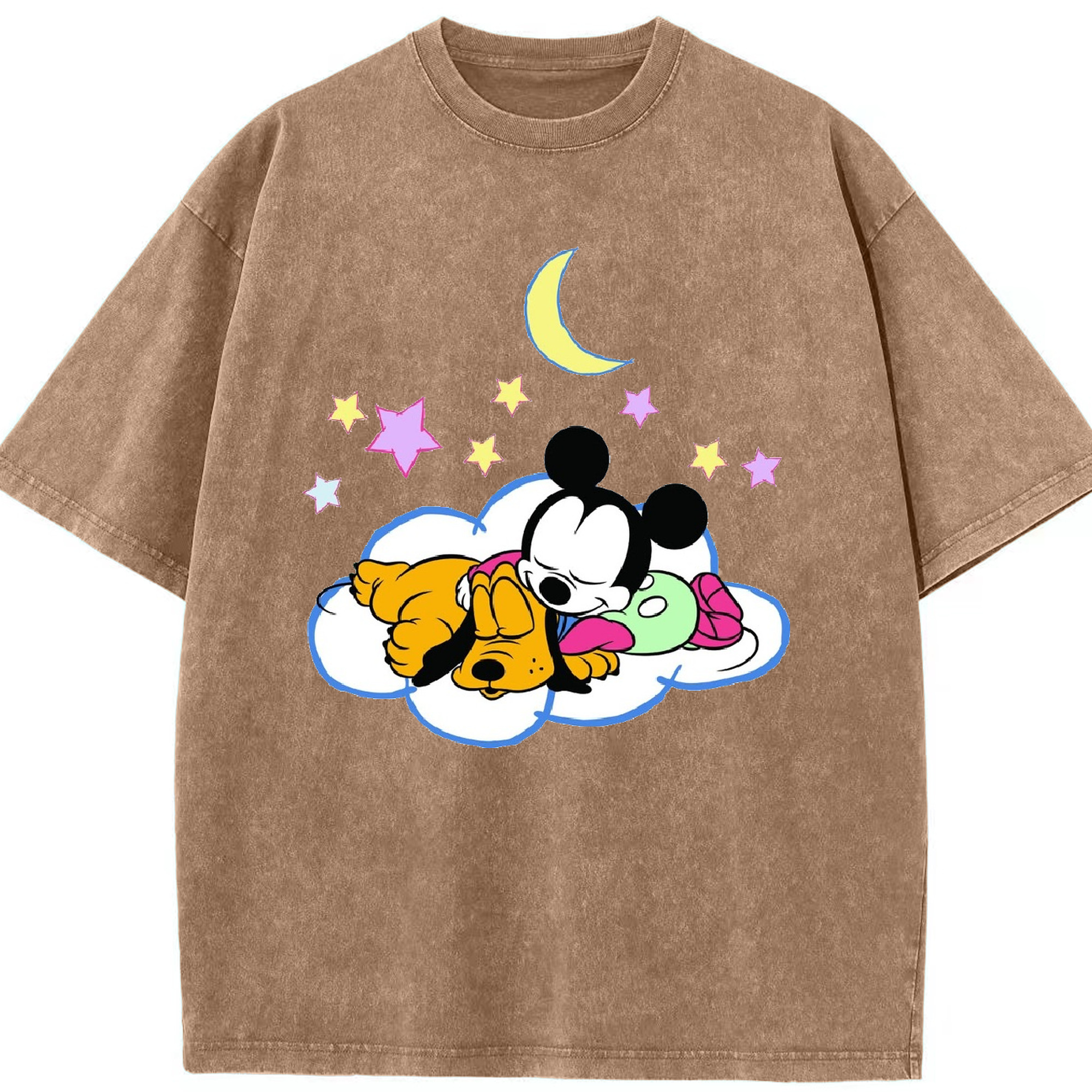 （画像用） ミッキーマウス Mickey Mouse 綿100% ヴィンテージ風 半袖Tシャツ（フロントプリント）