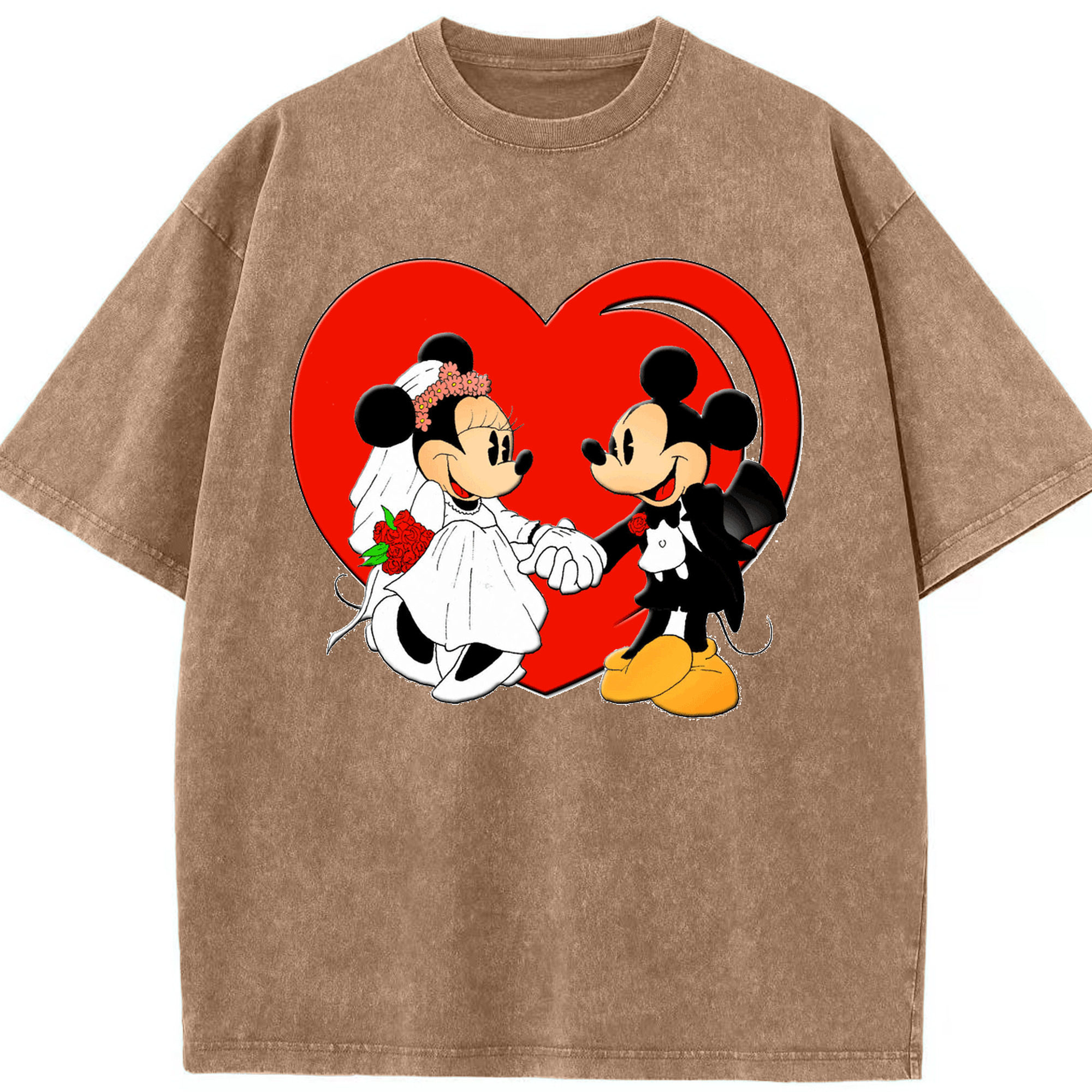 （画像用） ミッキーマウス Mickey Mouse 綿100% ヴィンテージ風 半袖Tシャツ（フロントプリント）
