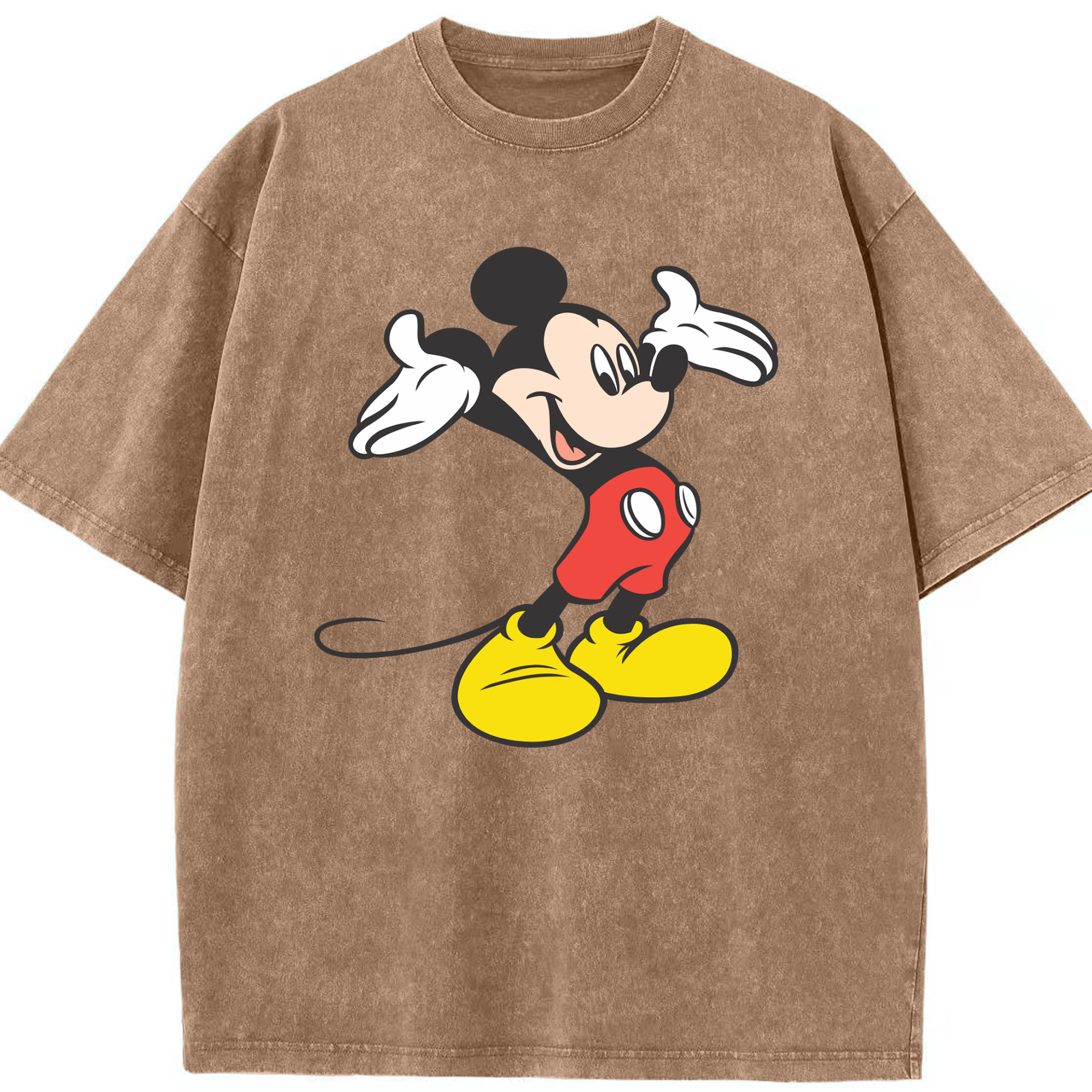 （画像用） ミッキーマウス Mickey Mouse 綿100% ヴィンテージ風 半袖Tシャツ（フロントプリント）