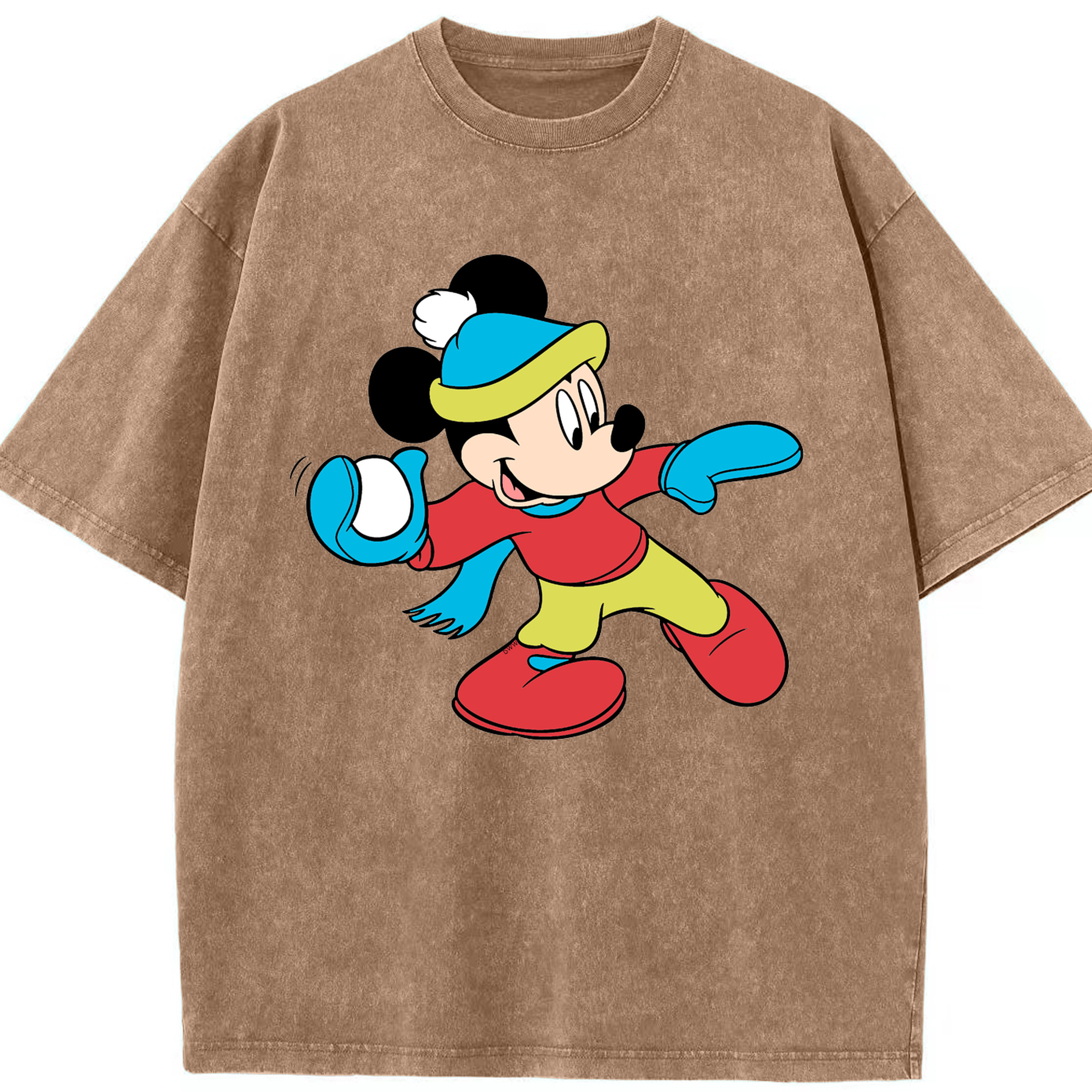 （画像用） ミッキーマウス Mickey Mouse 綿100% ヴィンテージ風 半袖Tシャツ（フロントプリント）