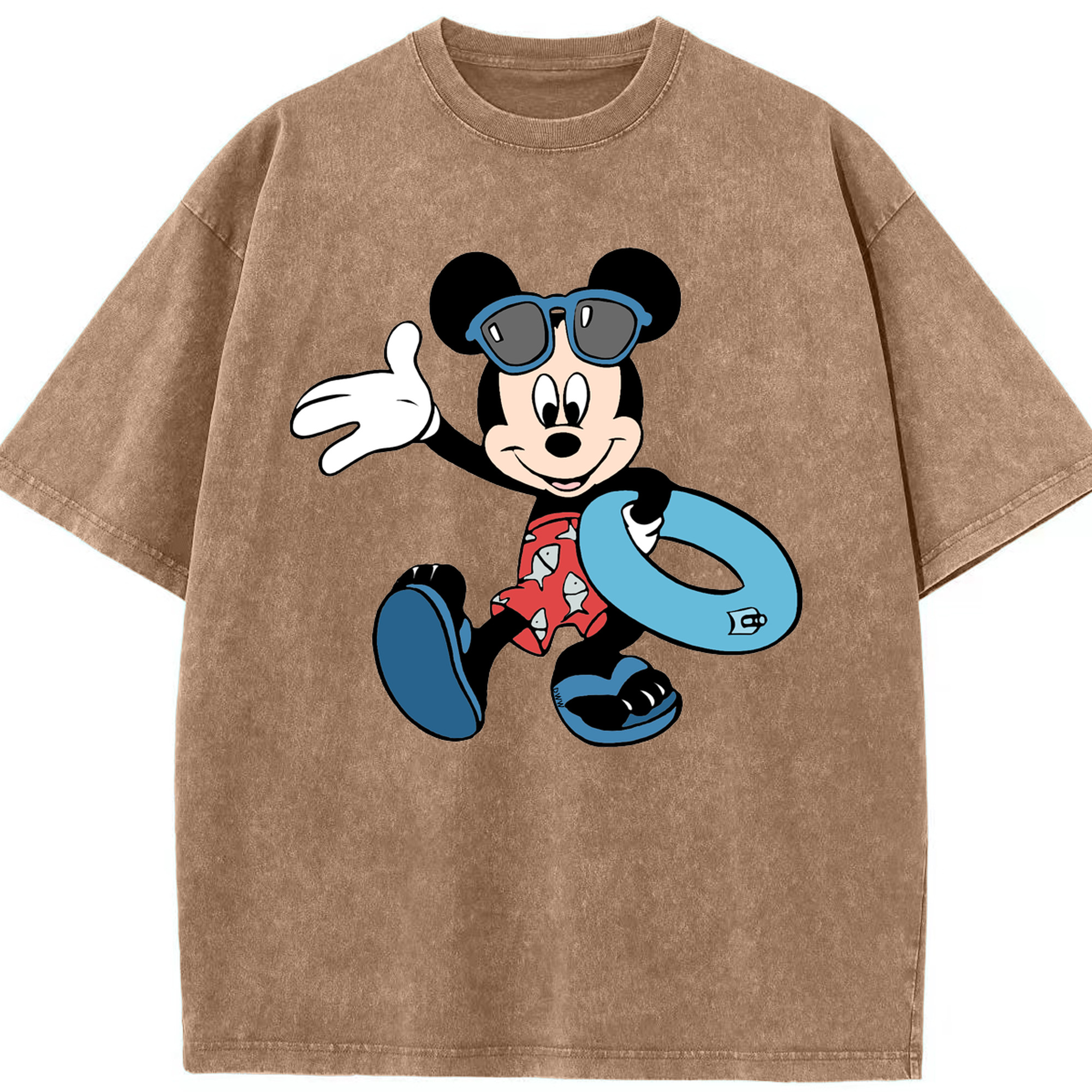 （画像用） ミッキーマウス Mickey Mouse 綿100% ヴィンテージ風 半袖Tシャツ（フロントプリント）