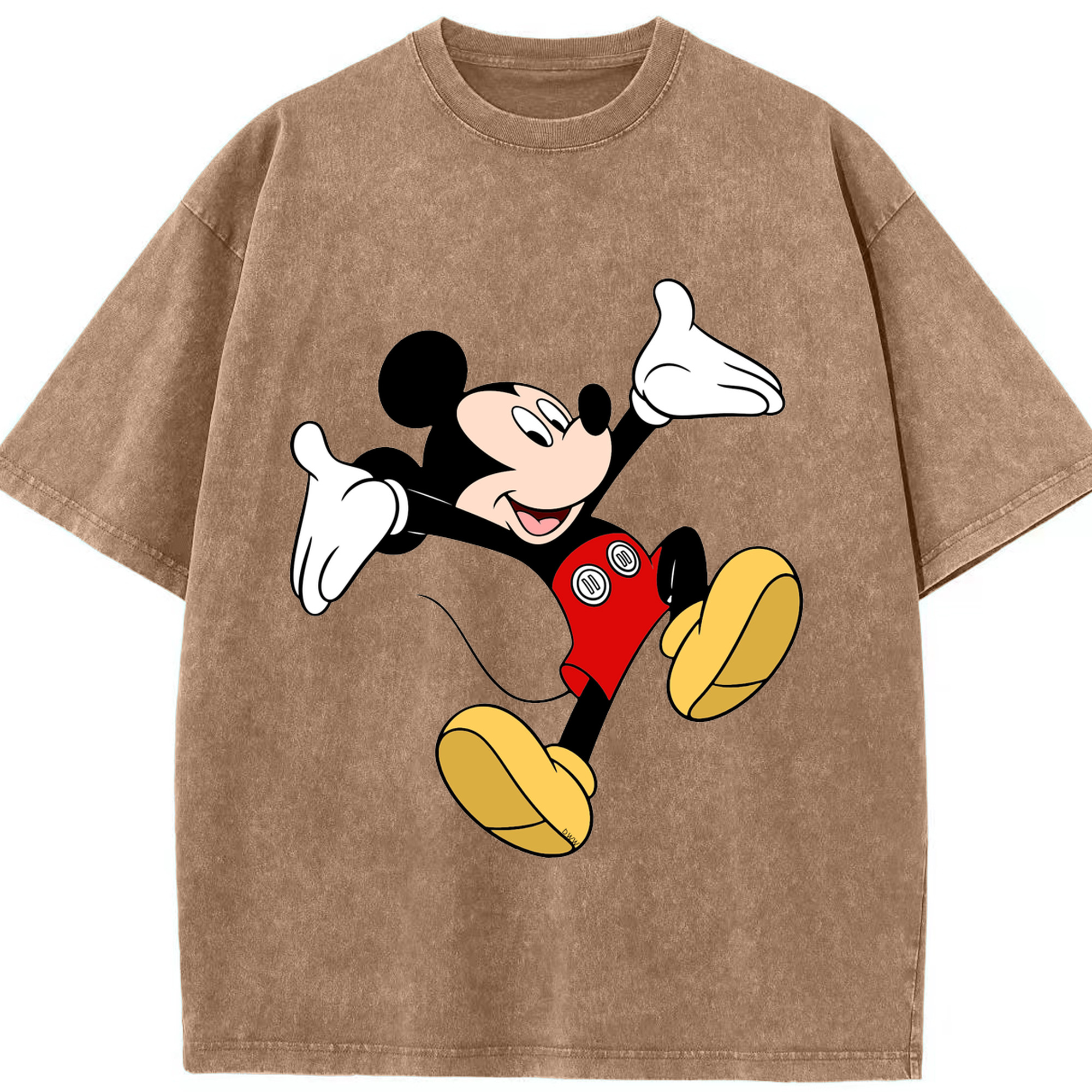 （画像用） ミッキーマウス Mickey Mouse 綿100% ヴィンテージ風 半袖Tシャツ（フロントプリント）