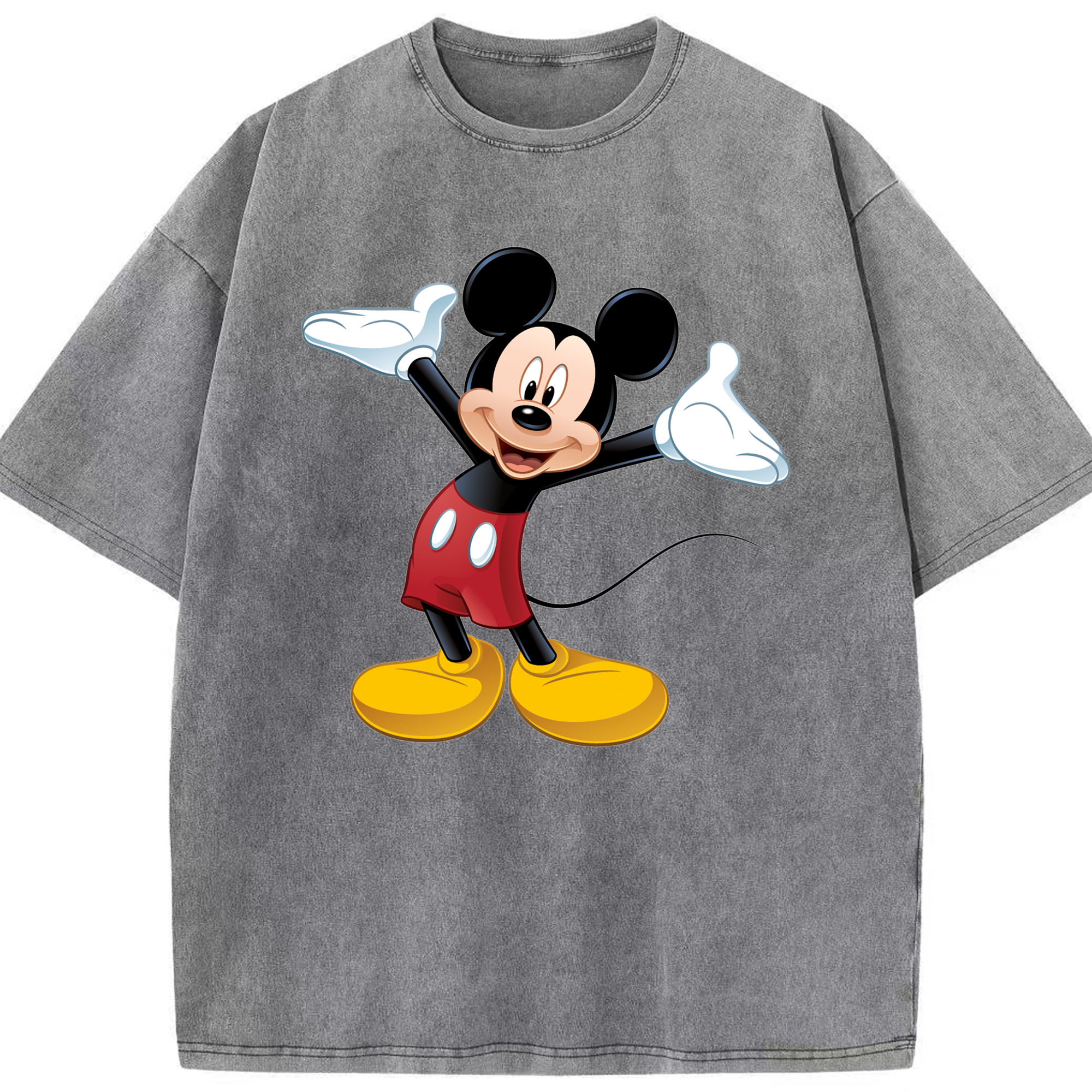 （画像用） ミッキーマウス Mickey Mouse 綿100% ヴィンテージ風 半袖Tシャツ（フロントプリント）