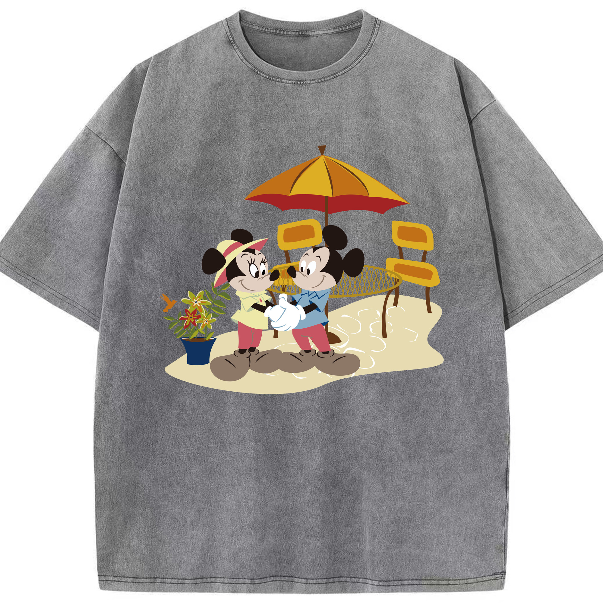 （画像用） ミッキーマウス Mickey Mouse 綿100% ヴィンテージ風 半袖Tシャツ（フロントプリント）