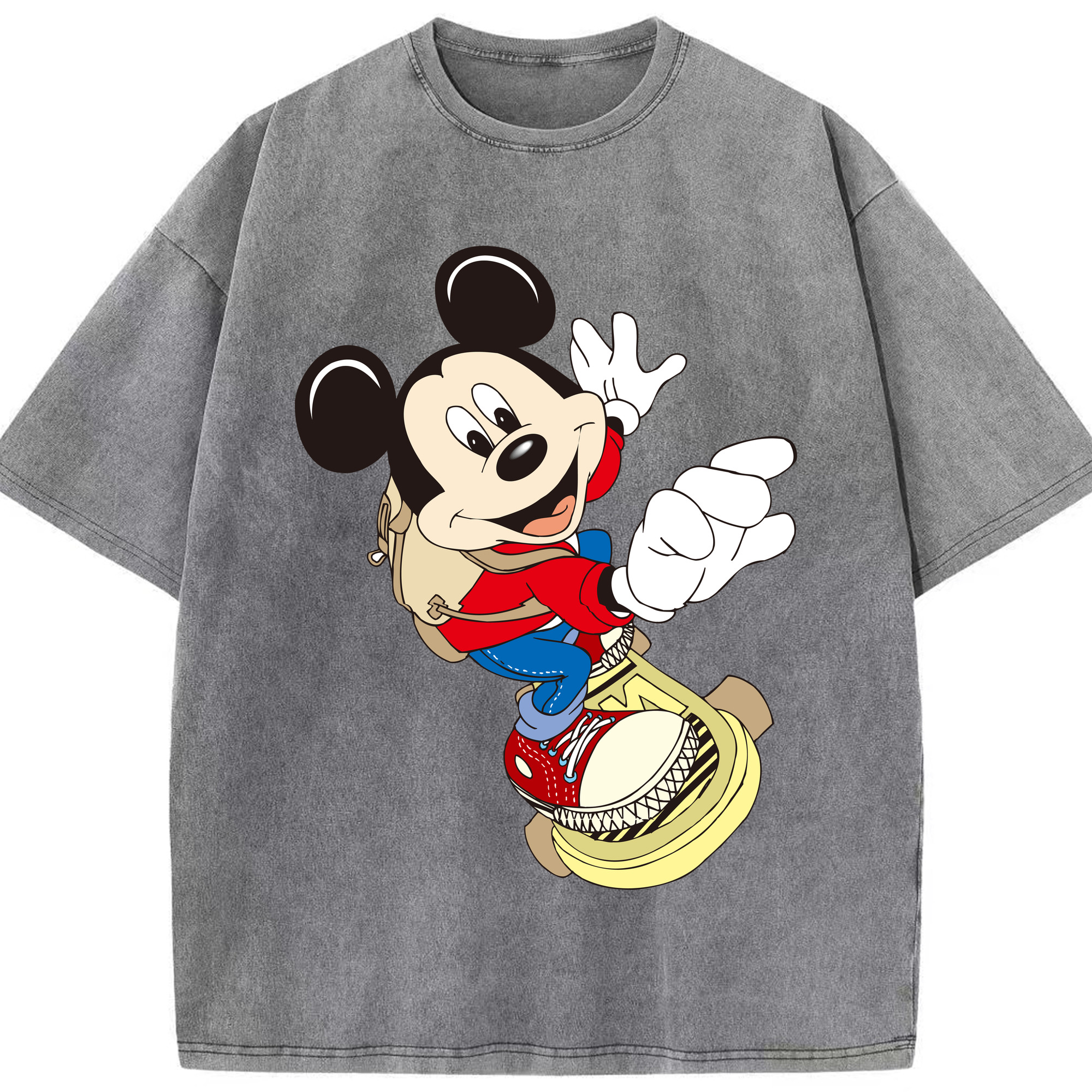 （画像用） ミッキーマウス Mickey Mouse 綿100% ヴィンテージ風 半袖Tシャツ（フロントプリント）