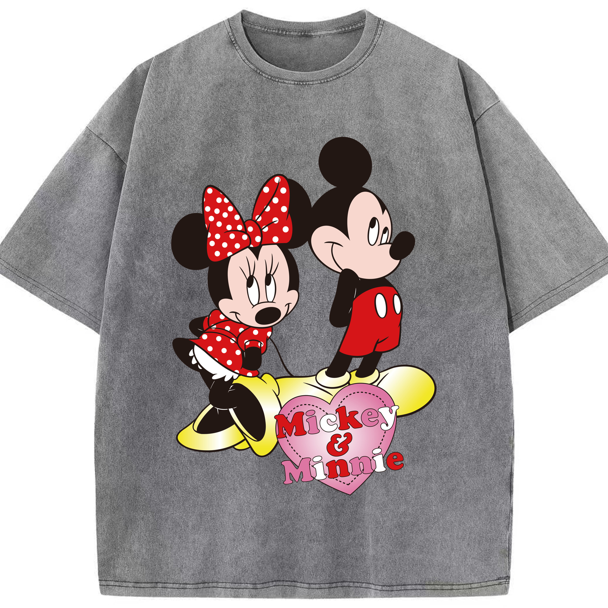 （画像用） ミッキーマウス Mickey Mouse 綿100% ヴィンテージ風 半袖Tシャツ（フロントプリント）