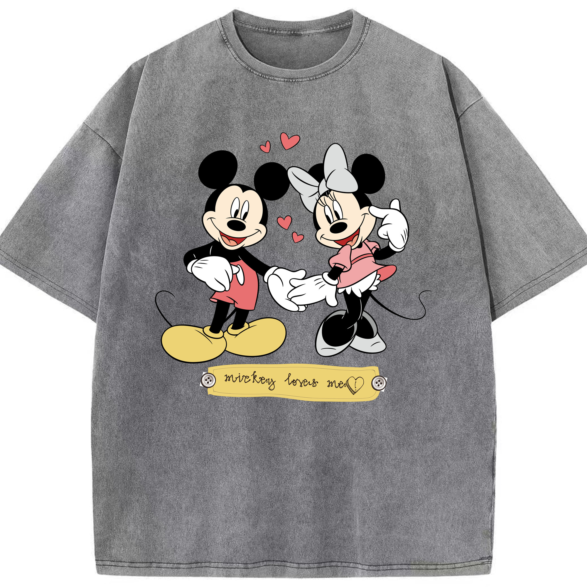 （画像用） ミッキーマウス Mickey Mouse 綿100% ヴィンテージ風 半袖Tシャツ（フロントプリント）