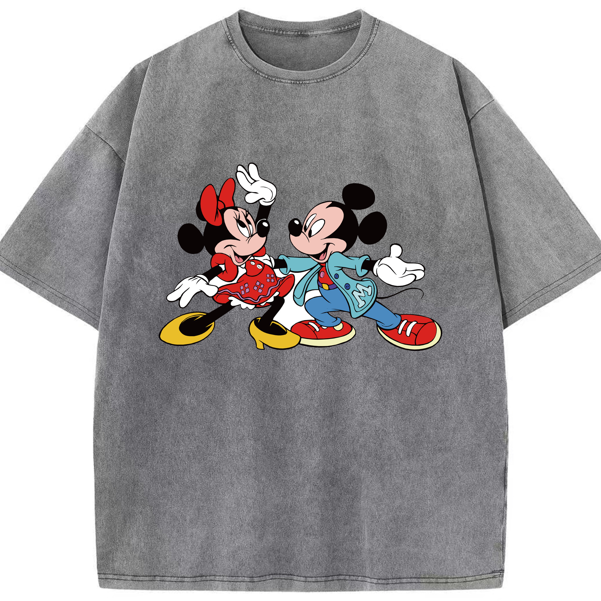 （画像用） ミッキーマウス Mickey Mouse 綿100% ヴィンテージ風 半袖Tシャツ（フロントプリント）