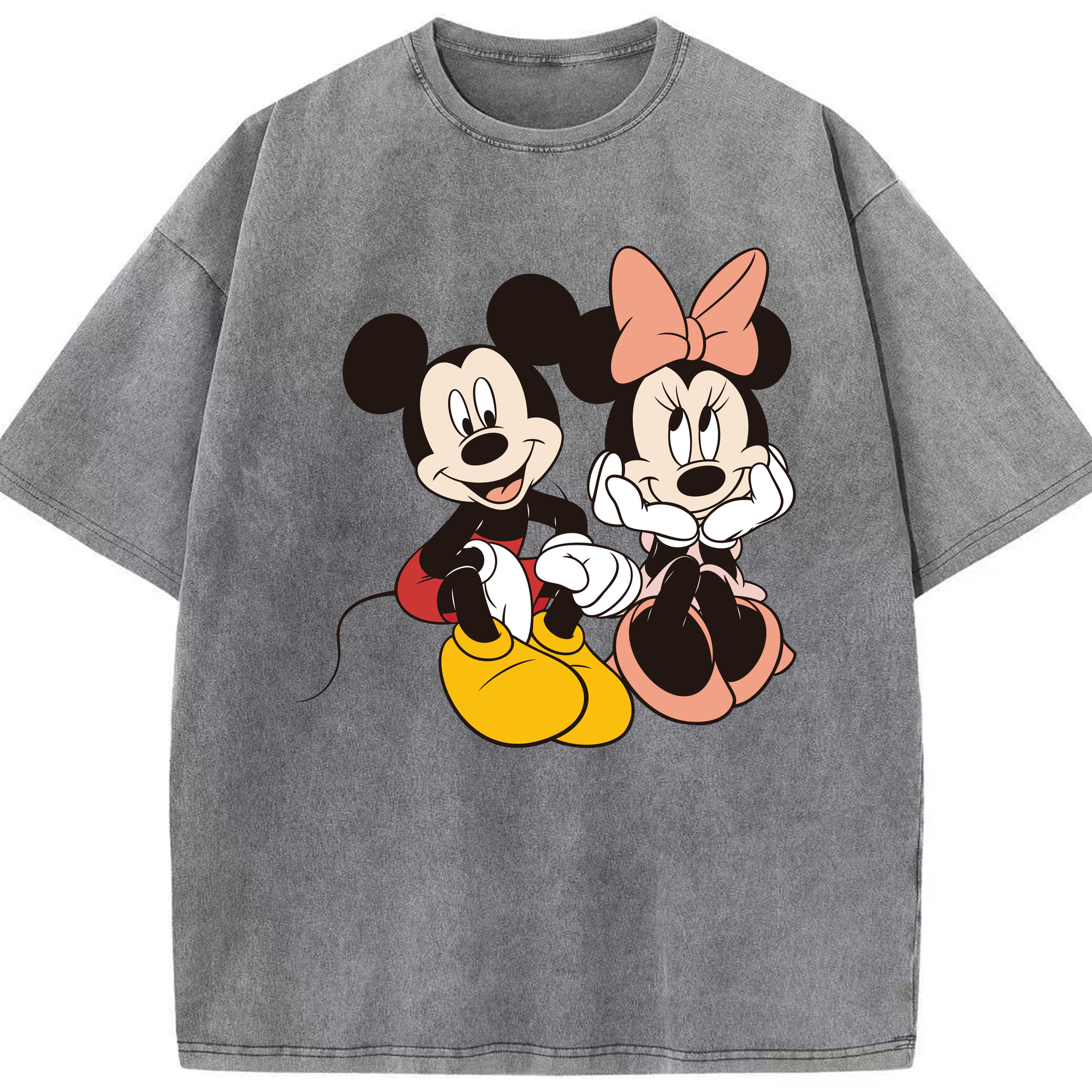 （画像用） ミッキーマウス Mickey Mouse 綿100% ヴィンテージ風 半袖Tシャツ（フロントプリント）