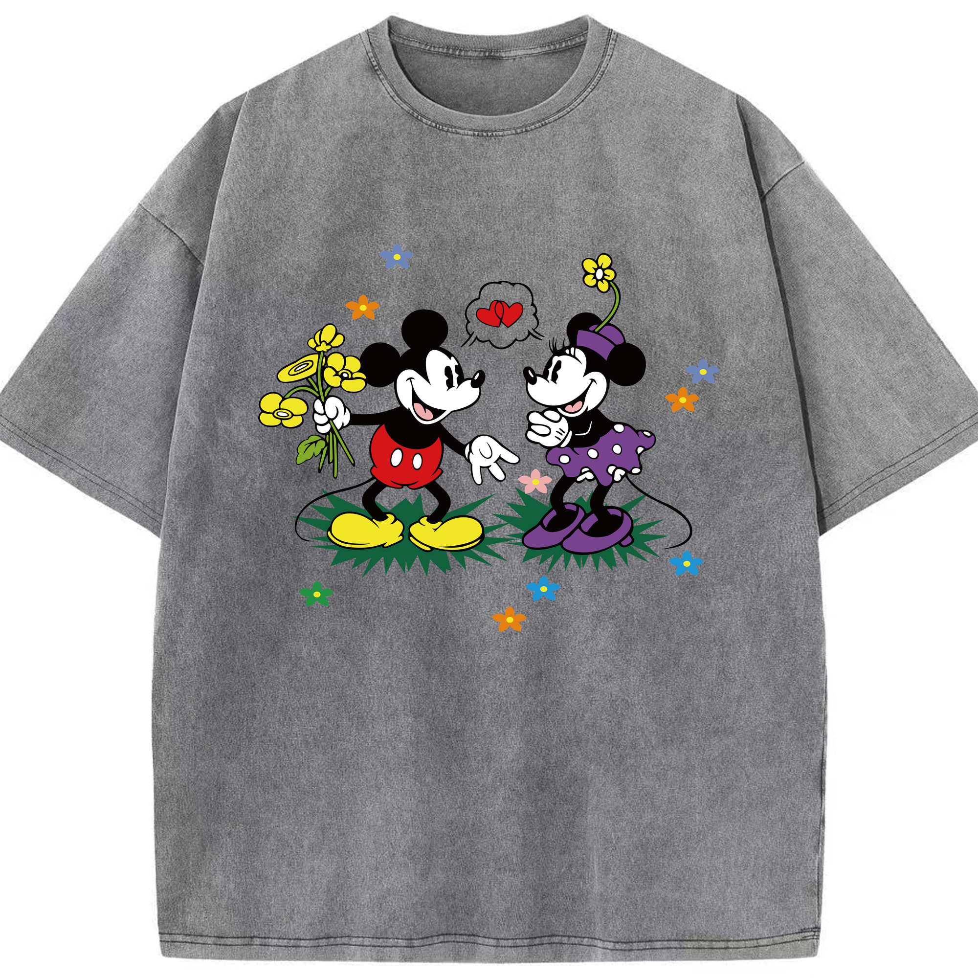 （画像用） ミッキーマウス Mickey Mouse 綿100% ヴィンテージ風 半袖Tシャツ（フロントプリント）