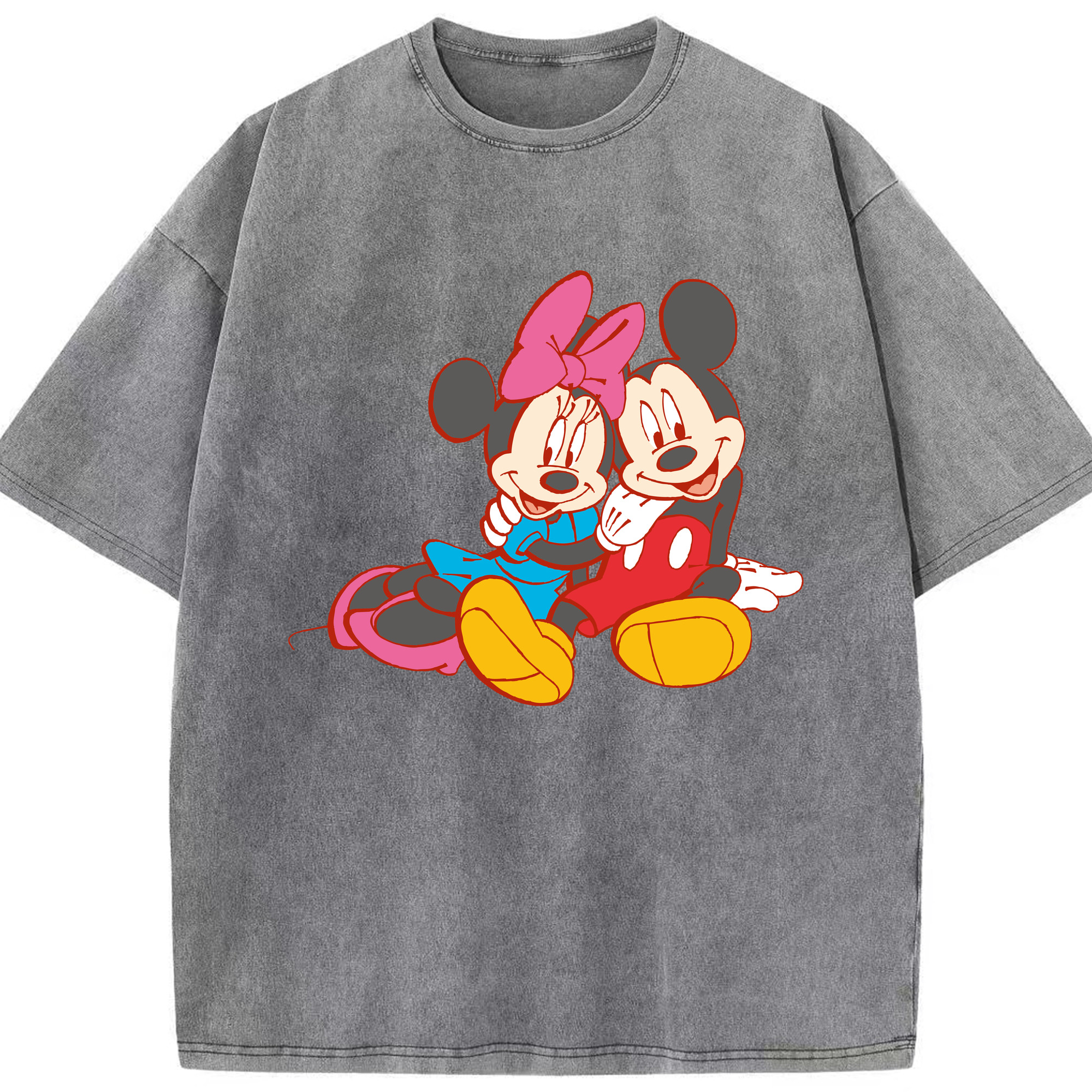 （画像用） ミッキーマウス Mickey Mouse 綿100% ヴィンテージ風 半袖Tシャツ（フロントプリント）
