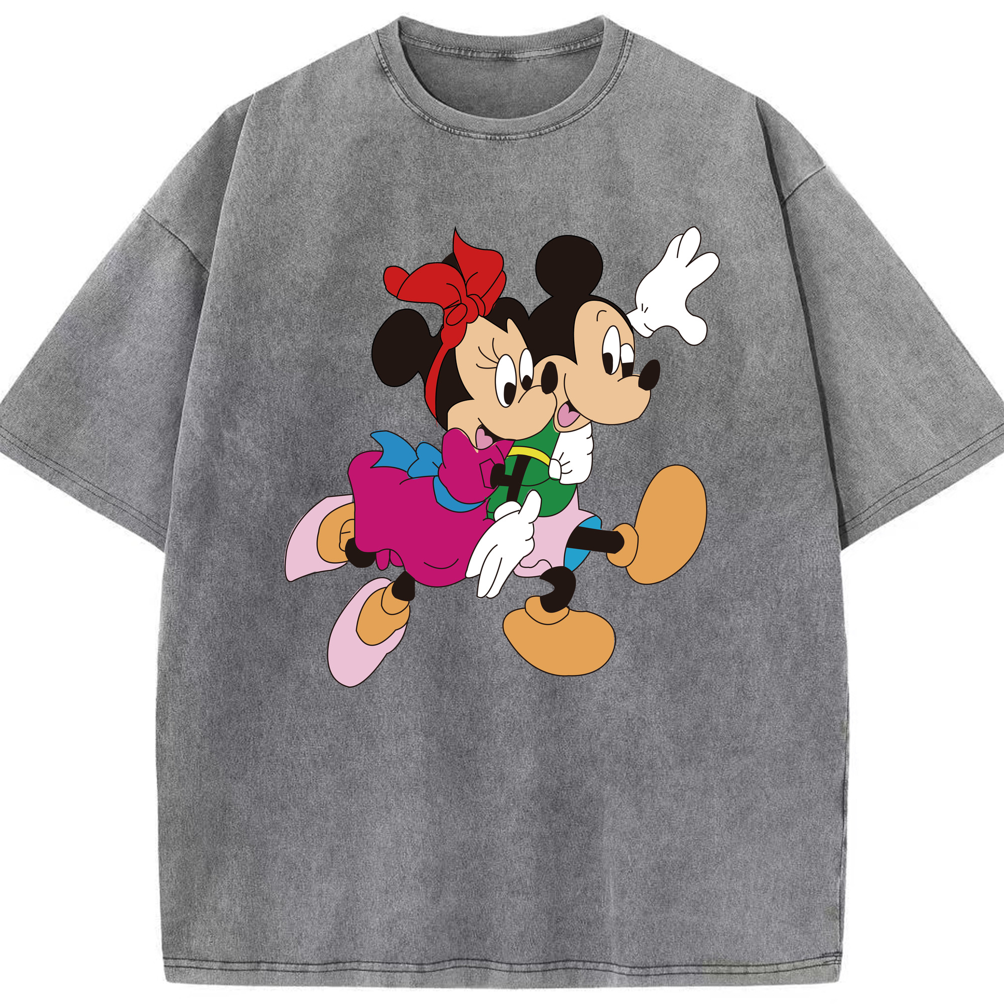 （画像用） ミッキーマウス Mickey Mouse 綿100% ヴィンテージ風 半袖Tシャツ（フロントプリント）