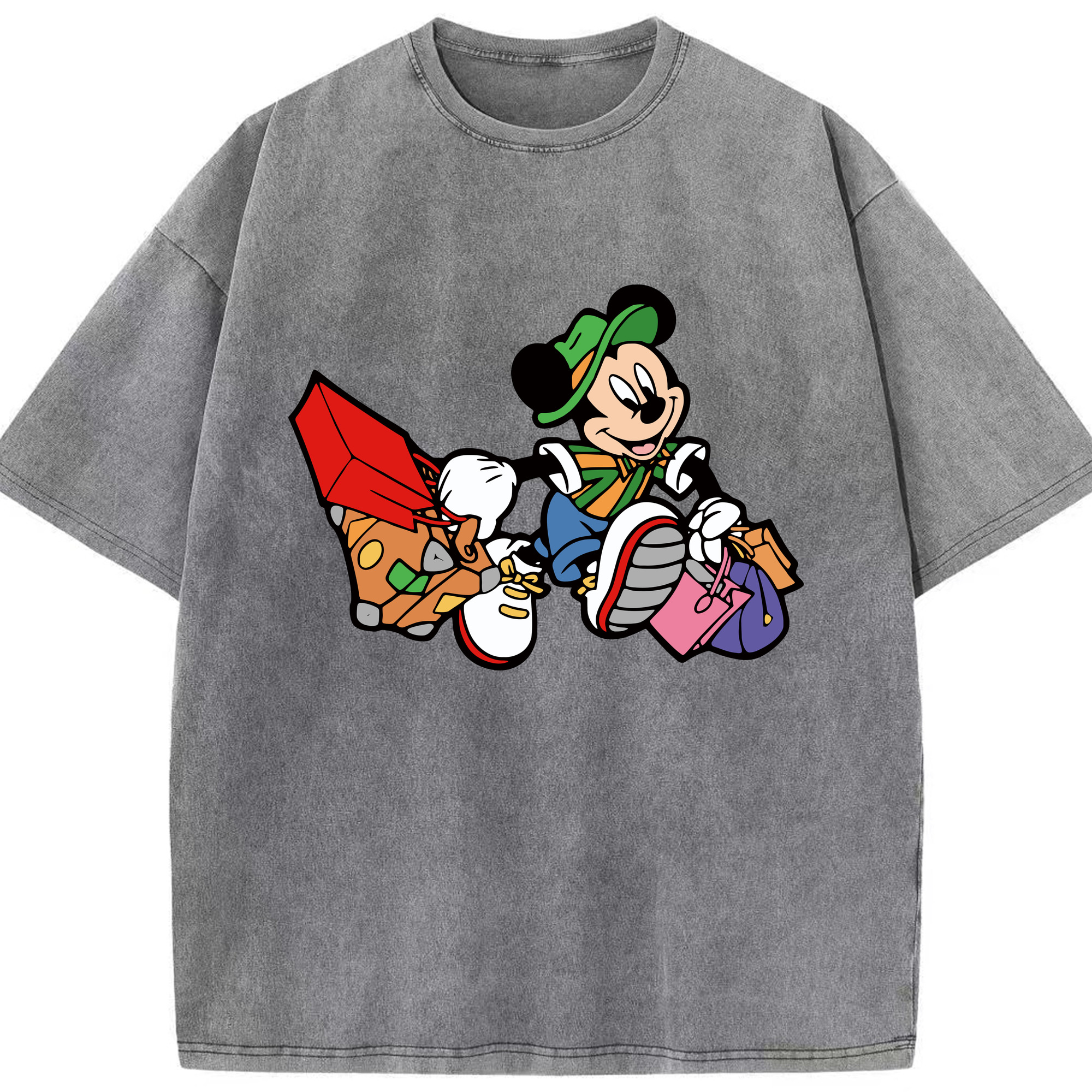 （画像用） ミッキーマウス Mickey Mouse 綿100% ヴィンテージ風 半袖Tシャツ（フロントプリント）
