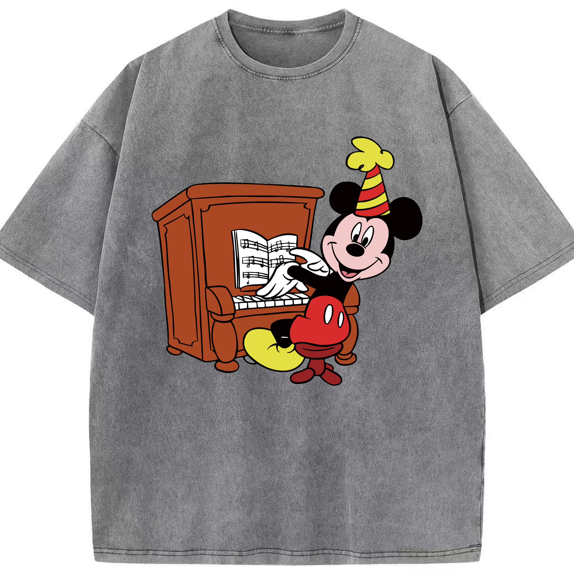 （画像用） ミッキーマウス Mickey Mouse 綿100% ヴィンテージ風 半袖Tシャツ（フロントプリント）