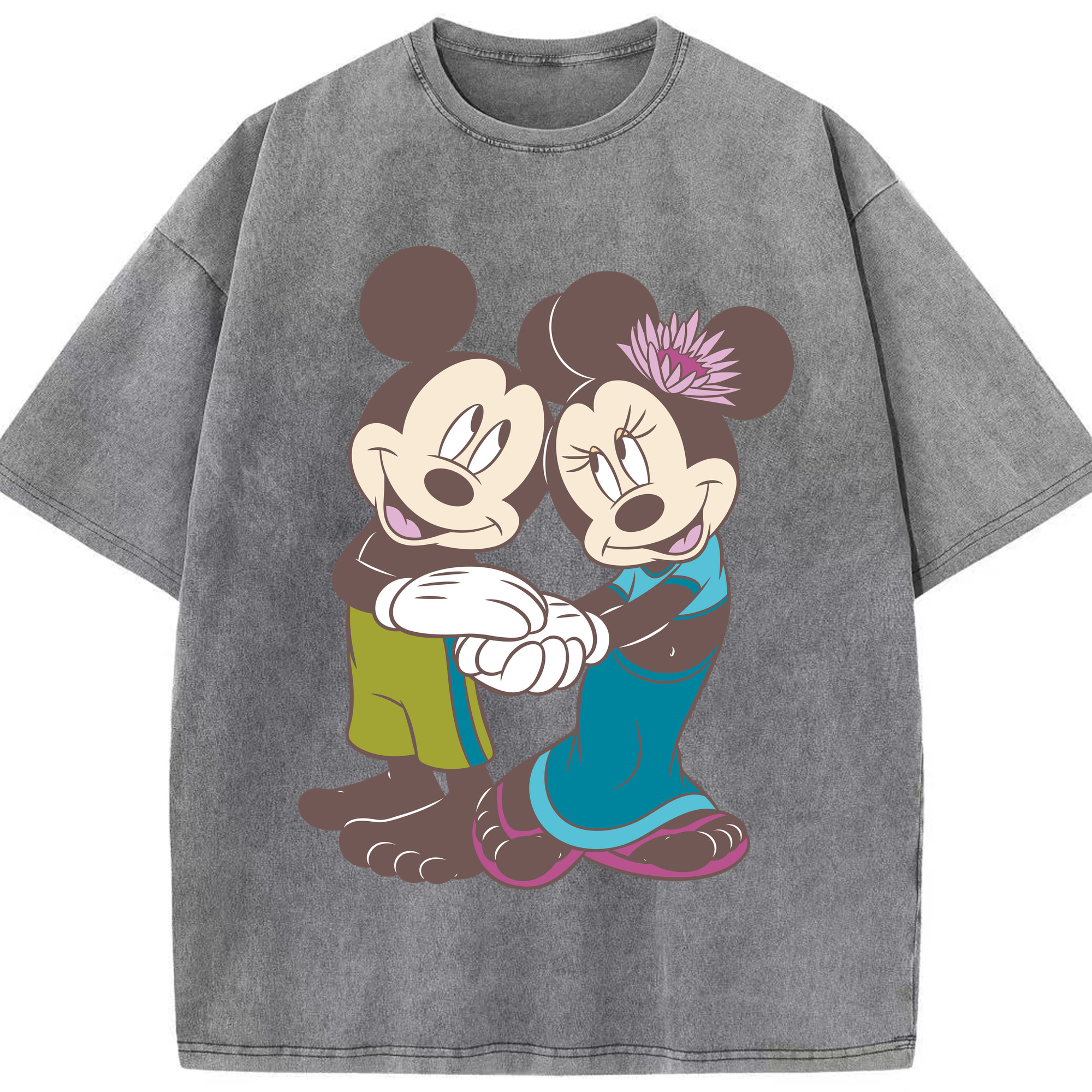 （画像用） ミッキーマウス Mickey Mouse 綿100% ヴィンテージ風 半袖Tシャツ（フロントプリント）