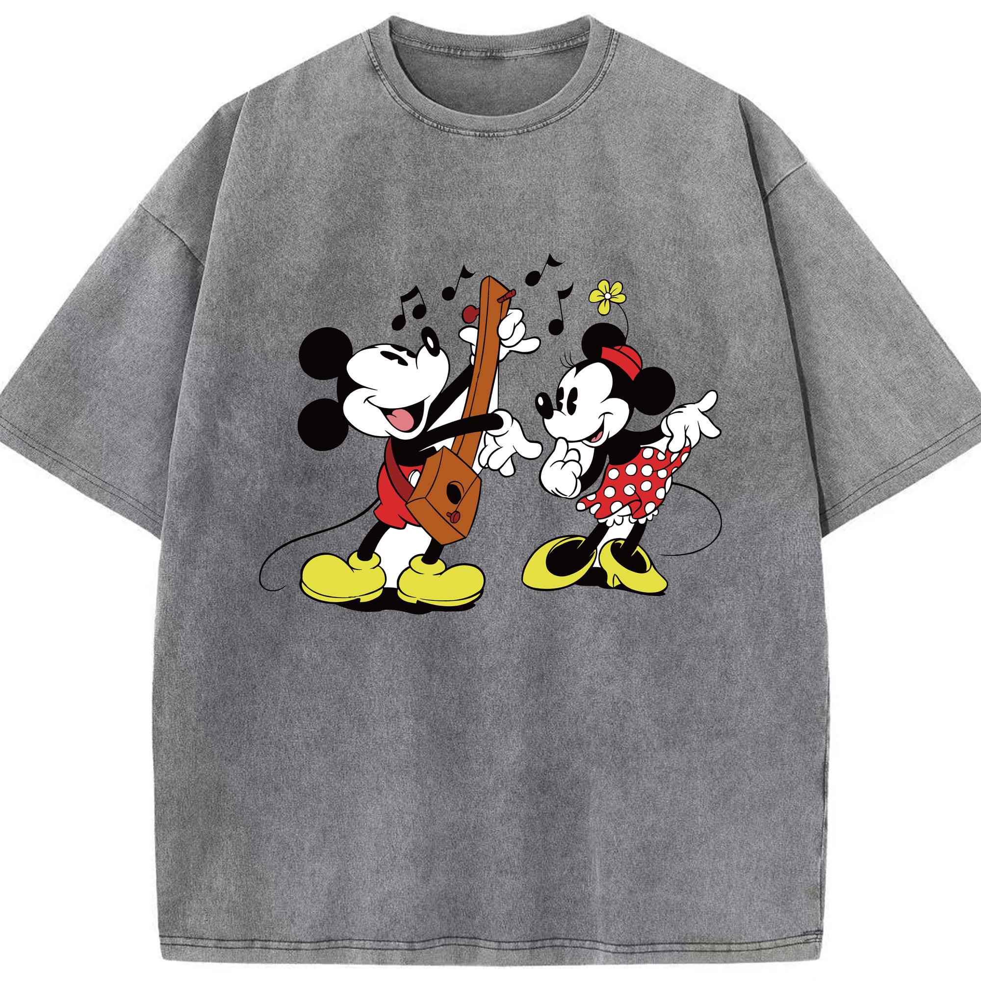（画像用） ミッキーマウス Mickey Mouse 綿100% ヴィンテージ風 半袖Tシャツ（フロントプリント）