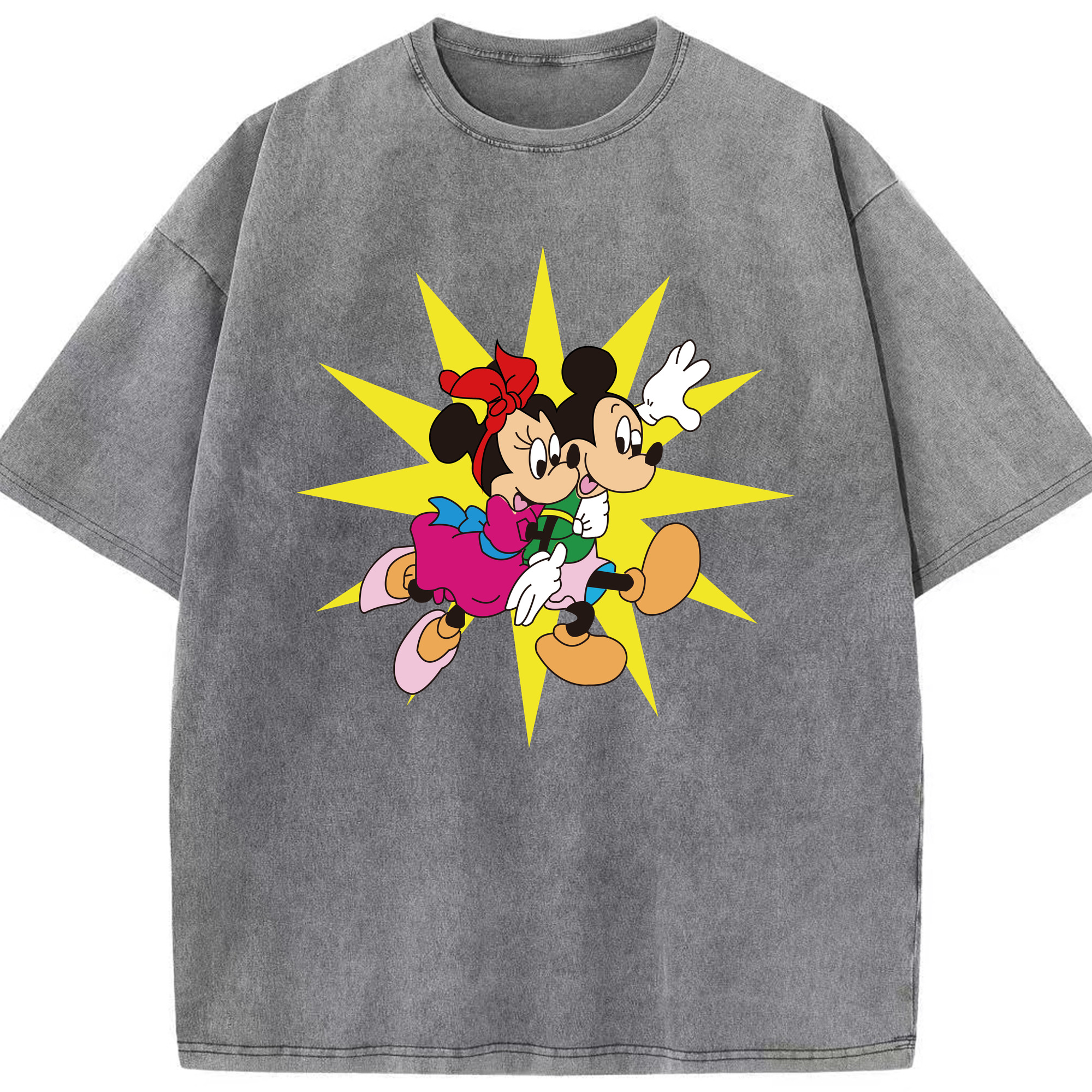 （画像用） ミッキーマウス Mickey Mouse 綿100% ヴィンテージ風 半袖Tシャツ（フロントプリント）