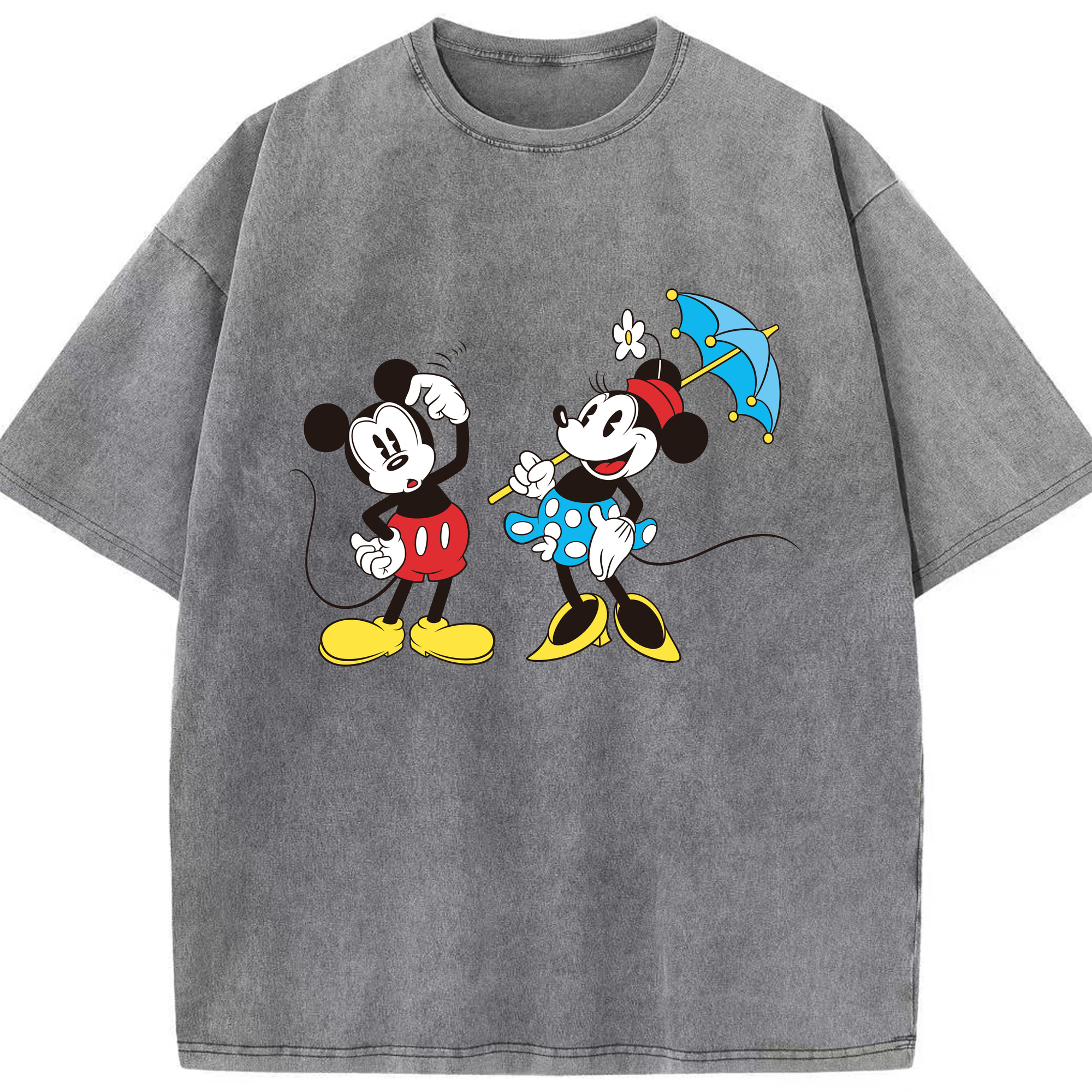 （画像用） ミッキーマウス Mickey Mouse 綿100% ヴィンテージ風 半袖Tシャツ（フロントプリント）