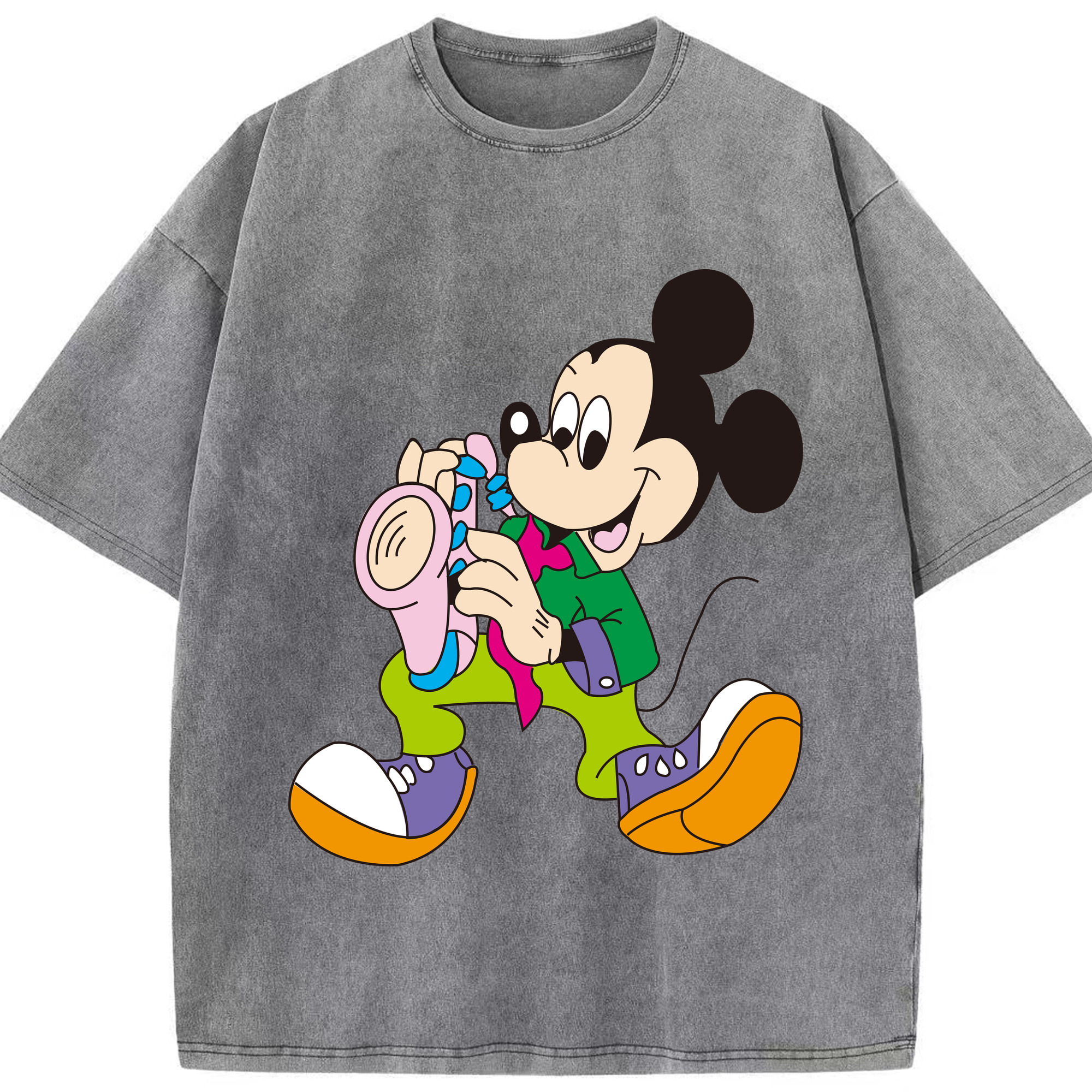 （画像用） ミッキーマウス Mickey Mouse 綿100% ヴィンテージ風 半袖Tシャツ（フロントプリント）