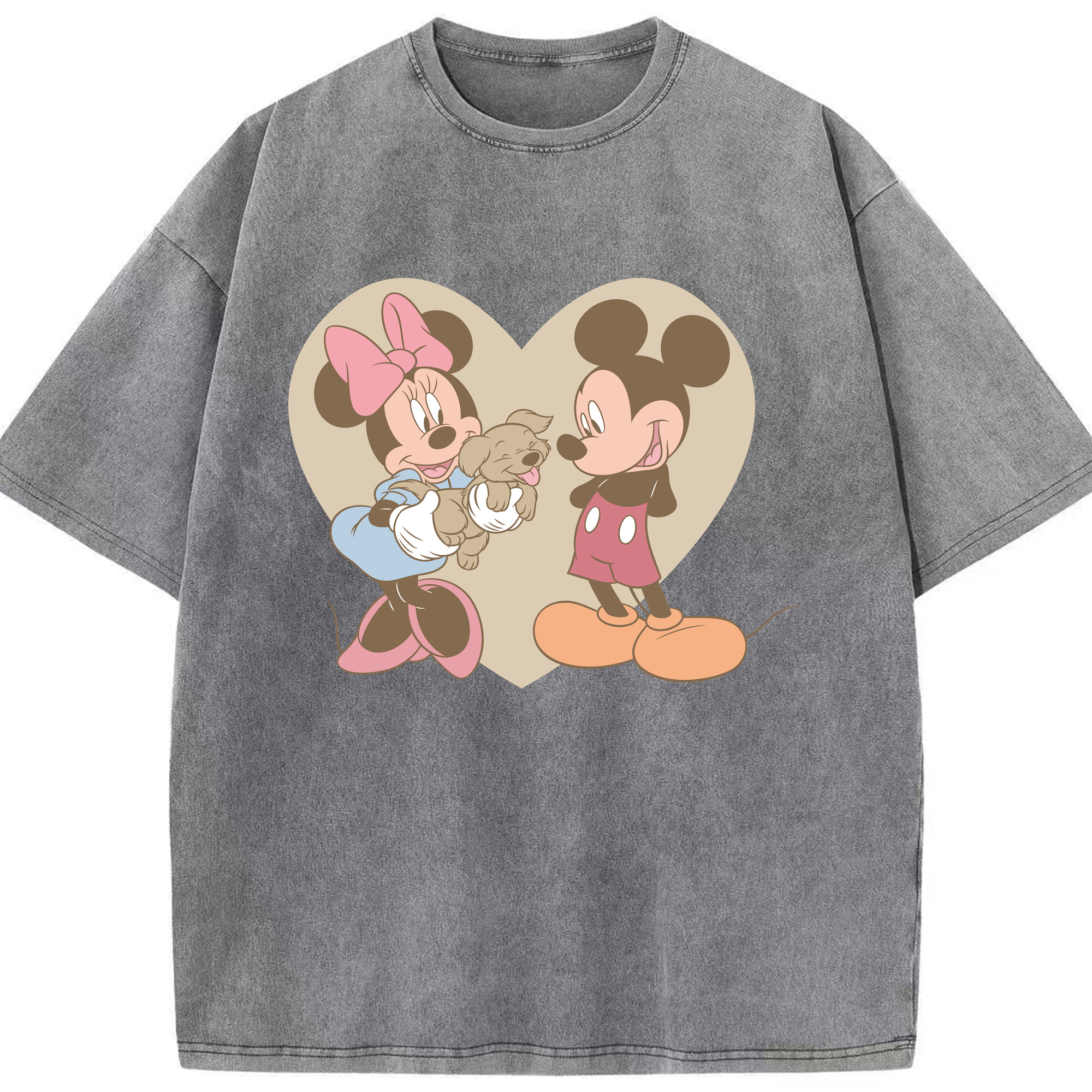（画像用） ミッキーマウス Mickey Mouse 綿100% ヴィンテージ風 半袖Tシャツ（フロントプリント）