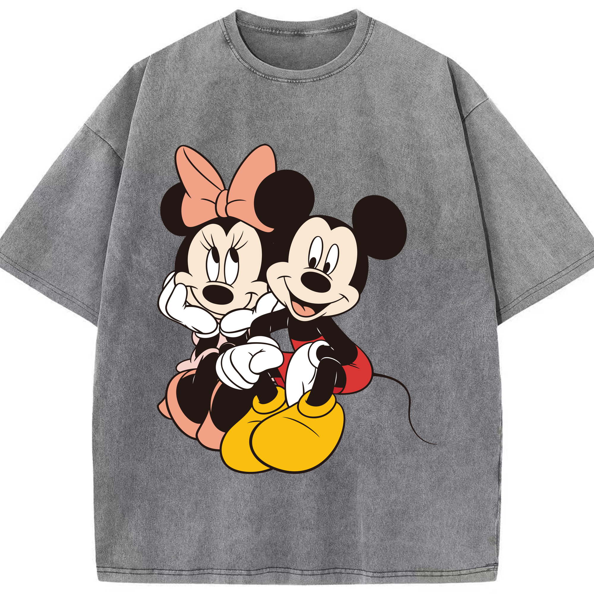 （画像用） ミッキーマウス Mickey Mouse 綿100% ヴィンテージ風 半袖Tシャツ（フロントプリント）