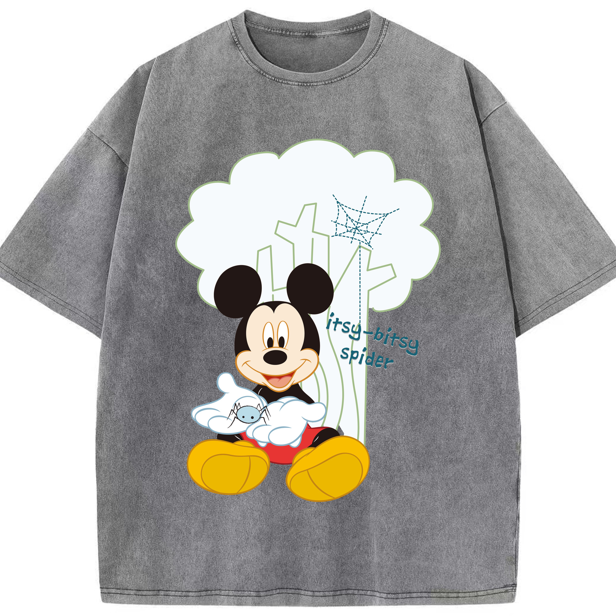 （画像用） ミッキーマウス Mickey Mouse 綿100% ヴィンテージ風 半袖Tシャツ（フロントプリント）