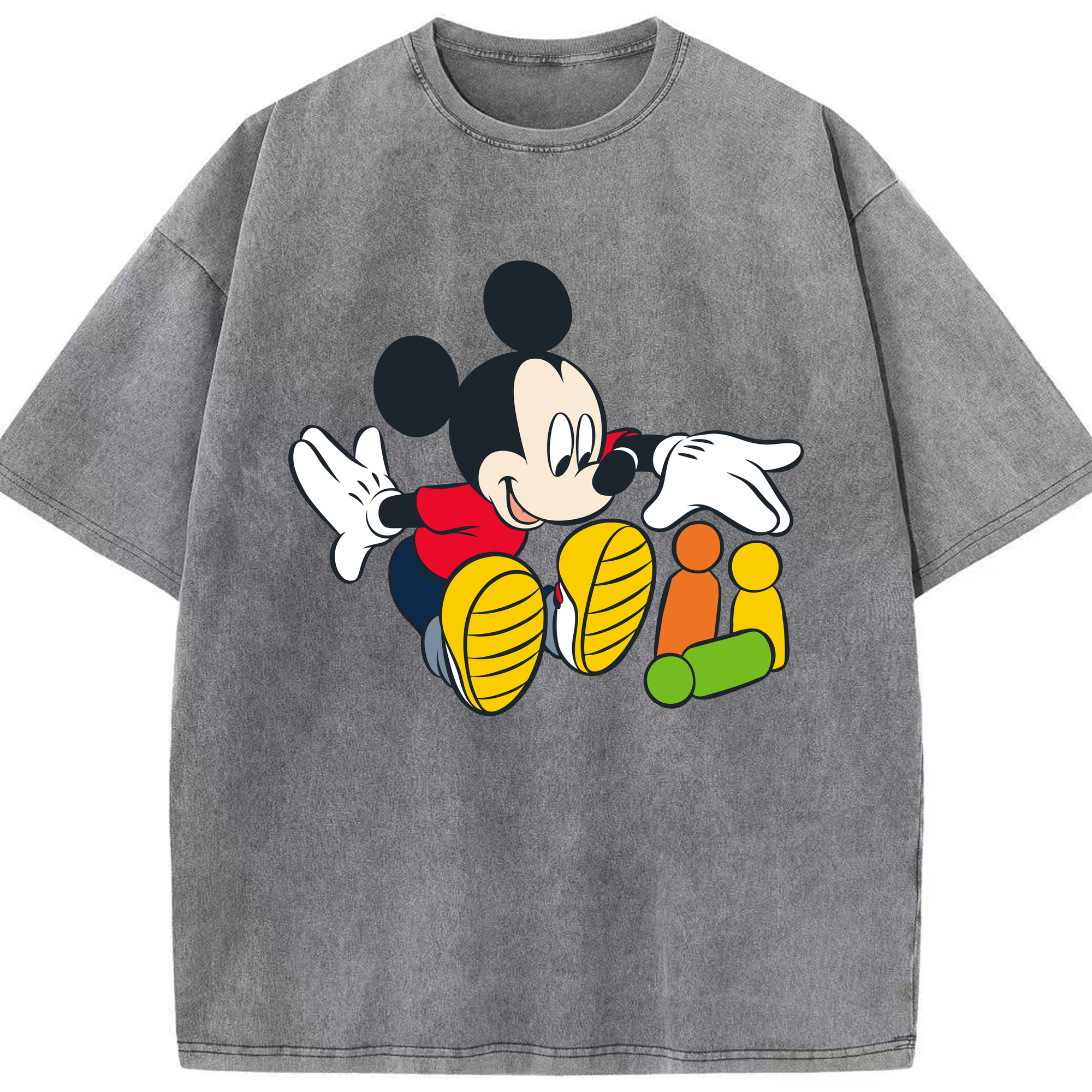 （画像用） ミッキーマウス Mickey Mouse 綿100% ヴィンテージ風 半袖Tシャツ（フロントプリント）