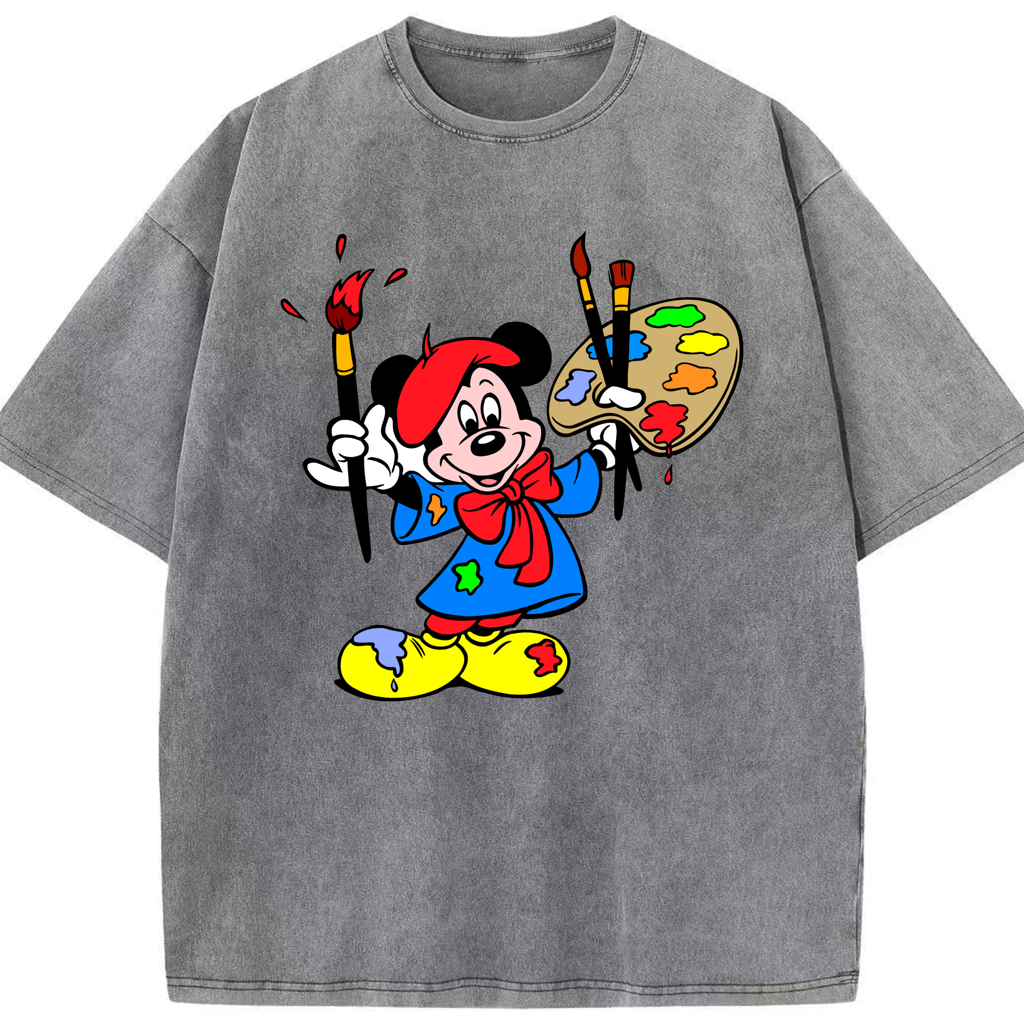 （画像用） ミッキーマウス Mickey Mouse 綿100% ヴィンテージ風 半袖Tシャツ（フロントプリント）