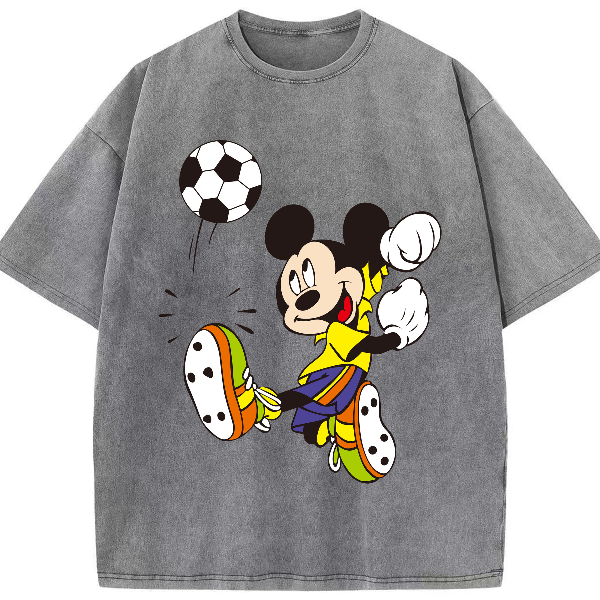 （画像用） ミッキーマウス Mickey Mouse 綿100% ヴィンテージ風 半袖Tシャツ（フロントプリント）
