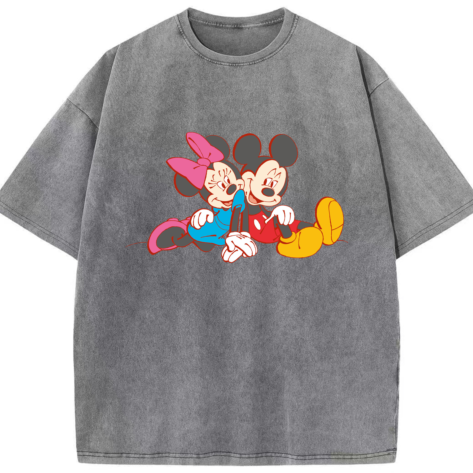 （画像用） ミッキーマウス Mickey Mouse 綿100% ヴィンテージ風 半袖Tシャツ（フロントプリント）